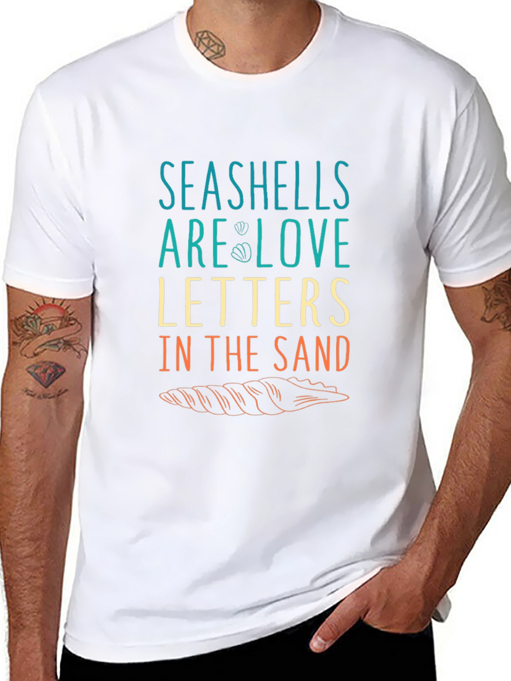 Seashells Love Letters Graphic T-Shirt - Black