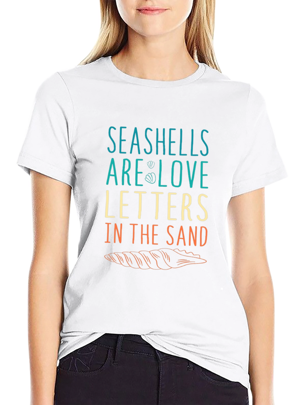 Seashells Love Letters Graphic T-Shirt - Black