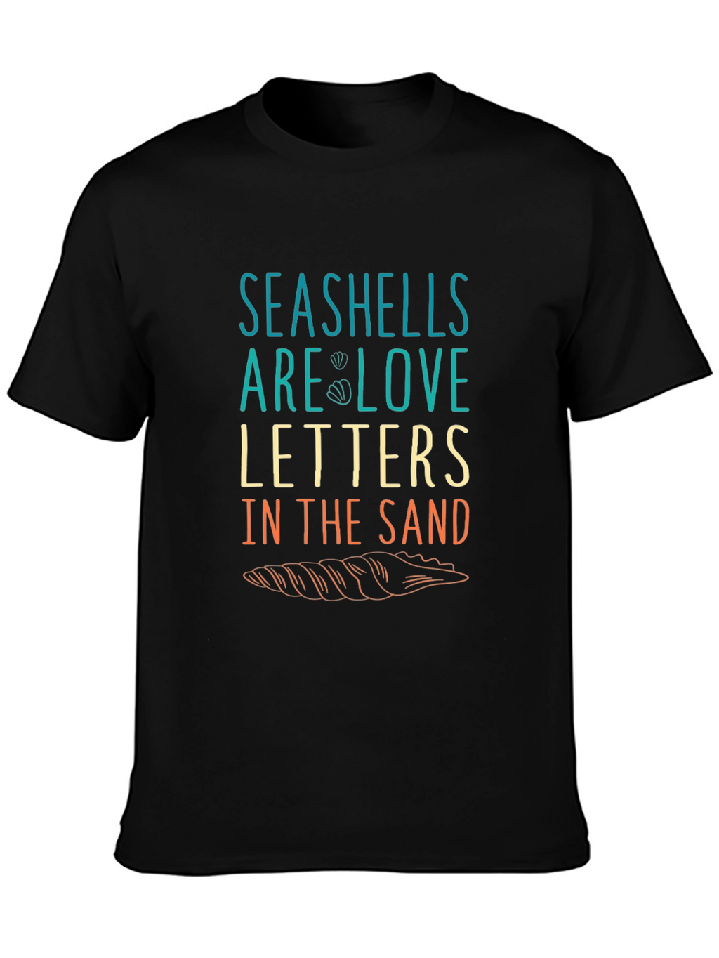 Seashells Love Letters Graphic T-Shirt - Black