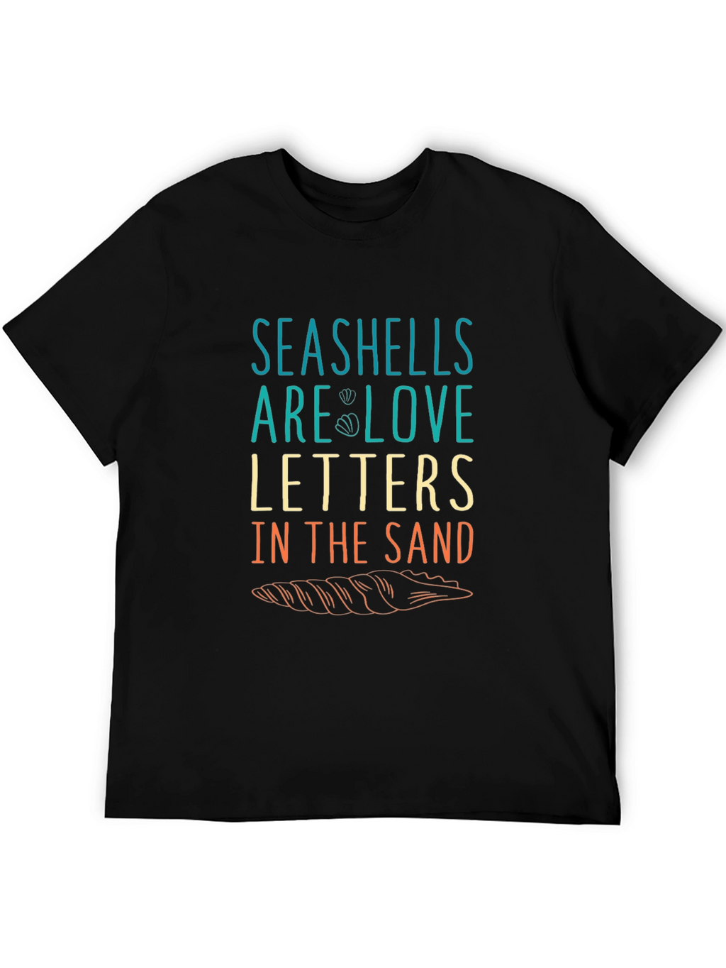 Seashells Love Letters Graphic T-Shirt - Black