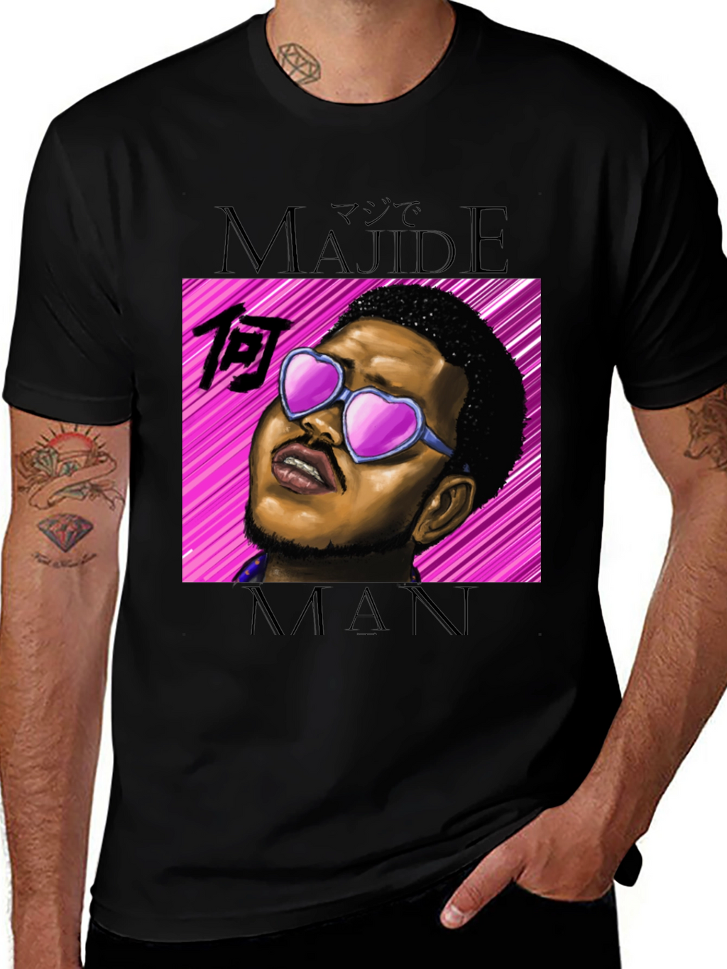 Majideman Graphic Tee - Trendy Heart Sunglasses Design