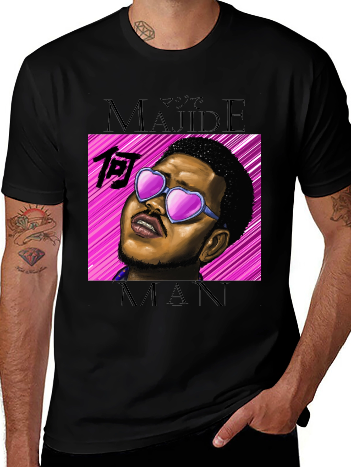 Majideman Graphic Tee - Trendy Heart Sunglasses Design