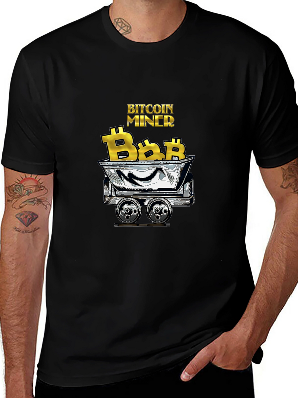 Bitcoin Miner Graphic Tee - Black Cotton T-Shirt