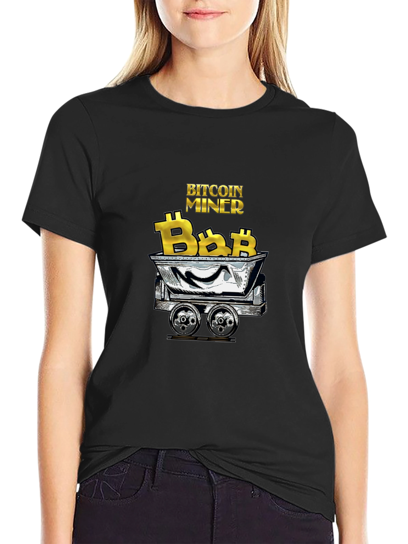 Bitcoin Miner Graphic Tee - Black Cotton T-Shirt