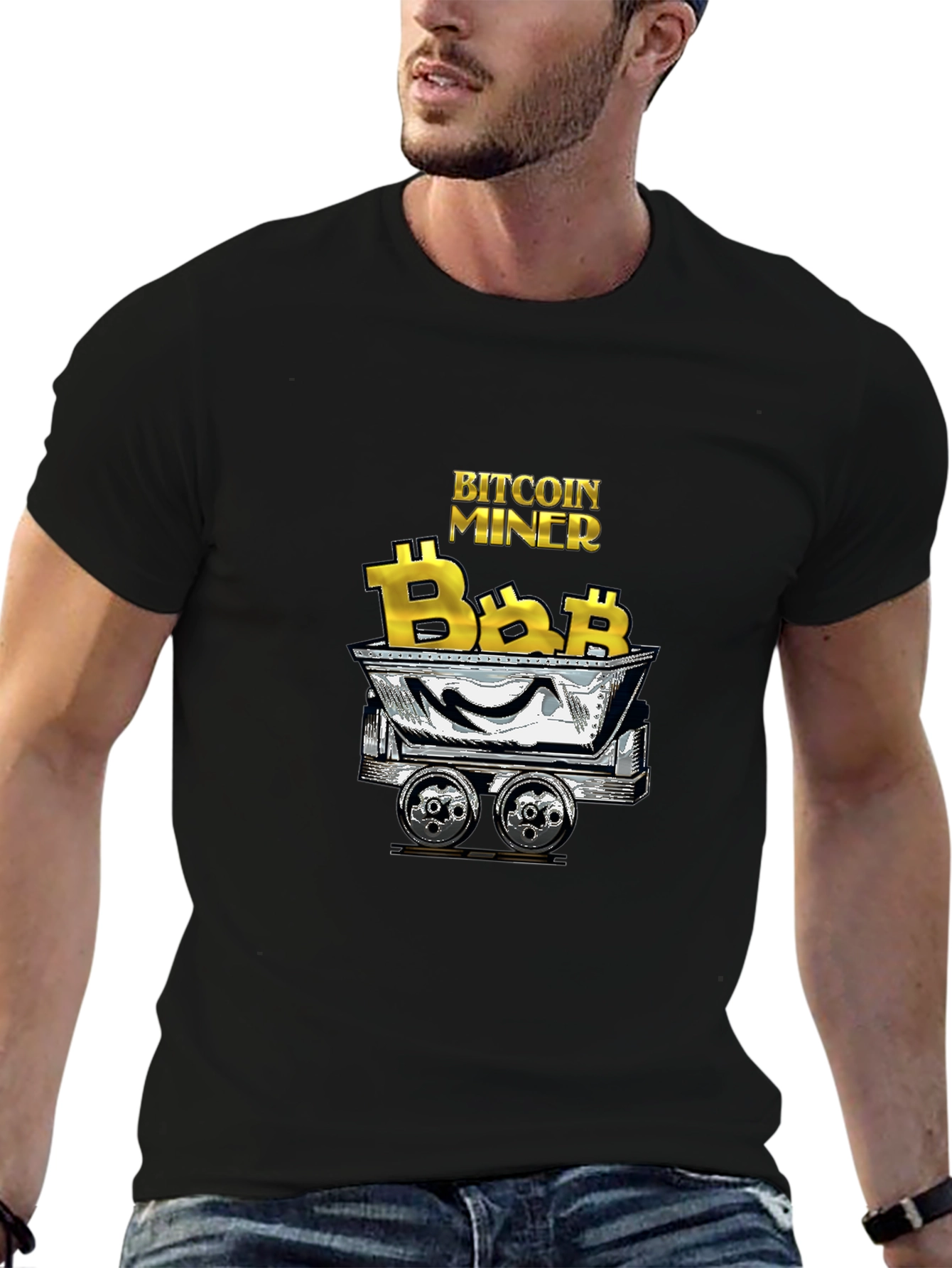 Bitcoin Miner Graphic Tee - Black Cotton T-Shirt
