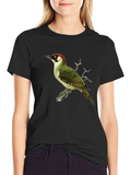 Green Woodpecker Graphic Tee - Black