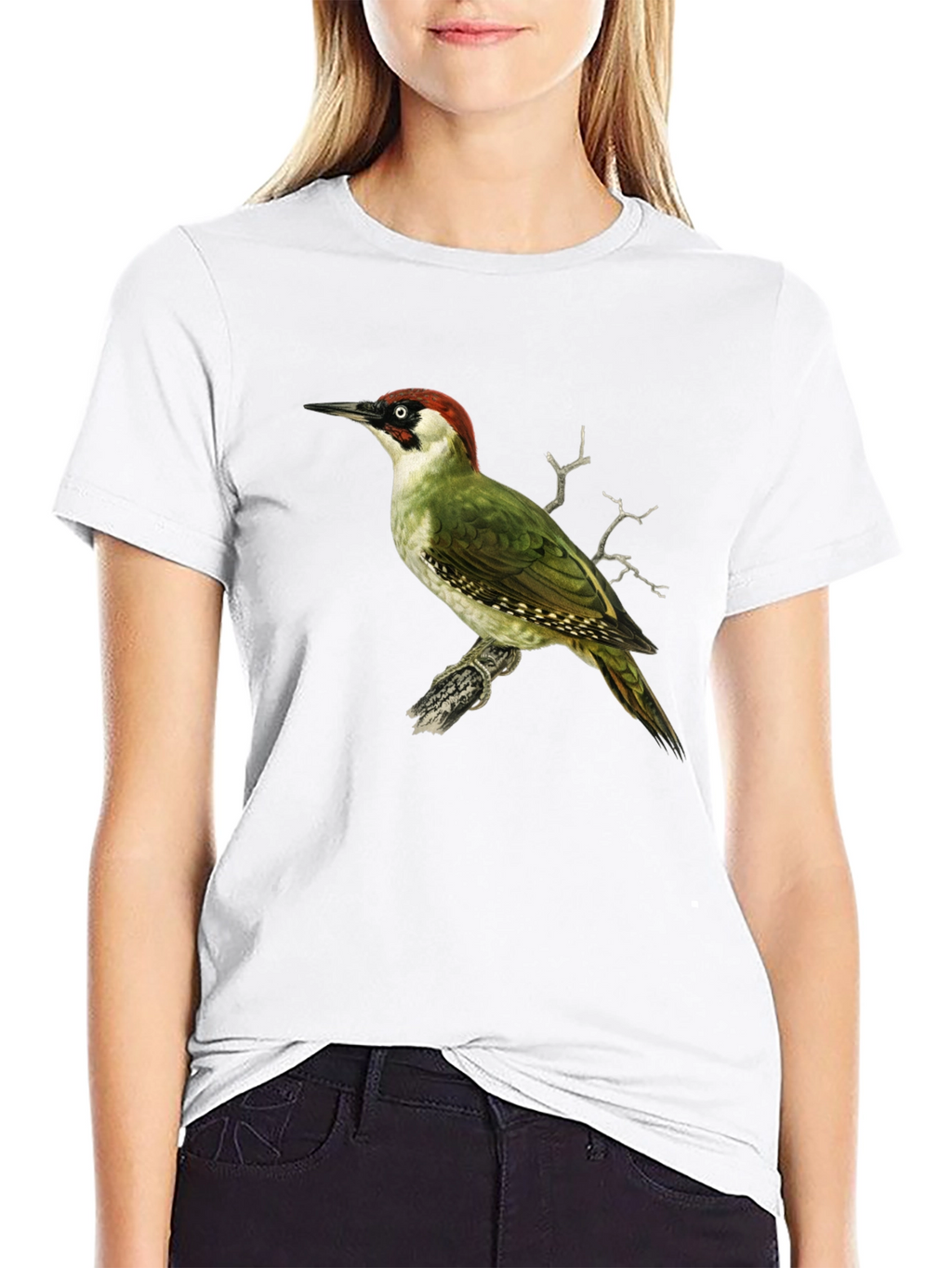 Green Woodpecker Graphic Tee - Black