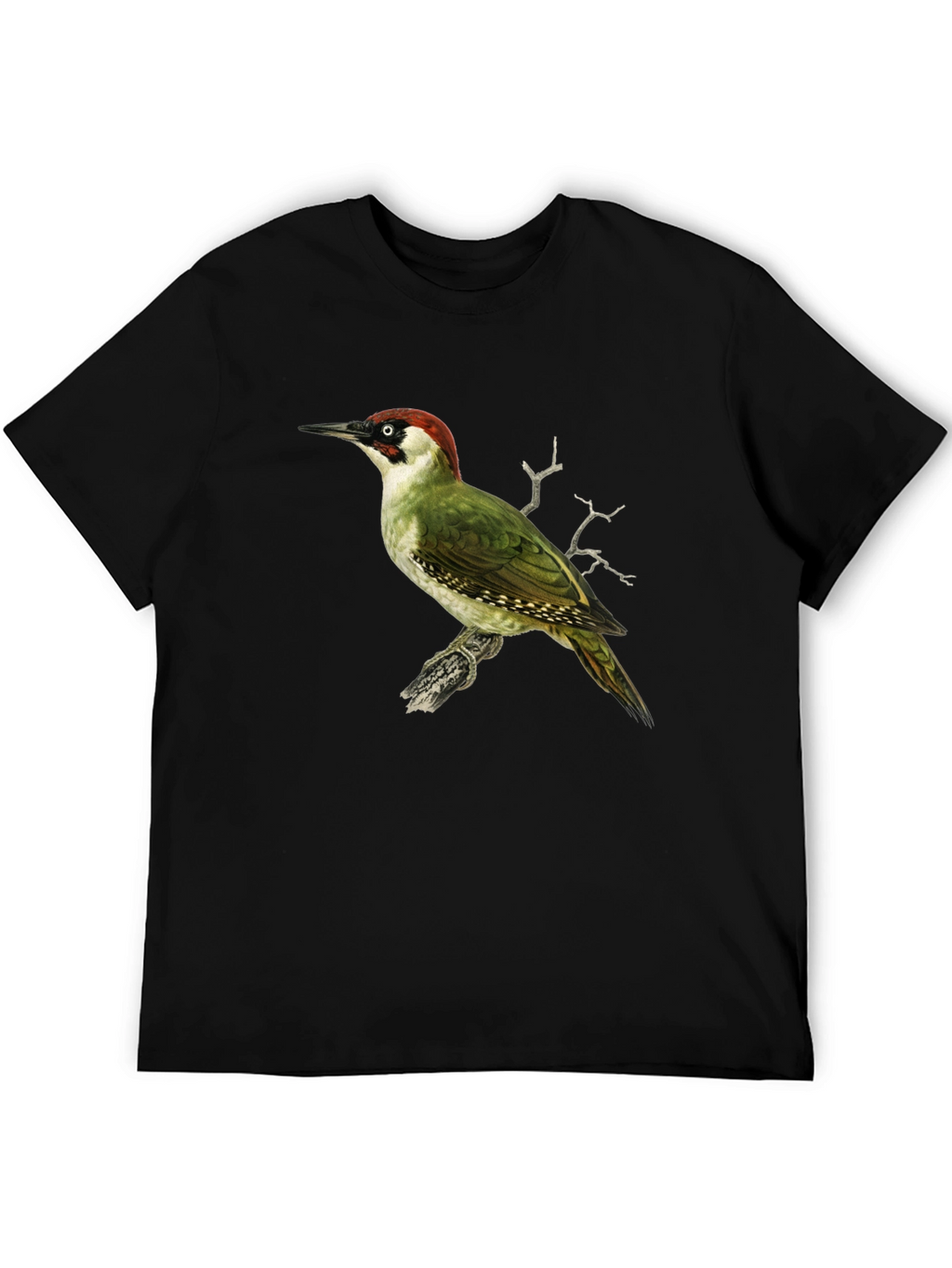 Green Woodpecker Graphic Tee - Black