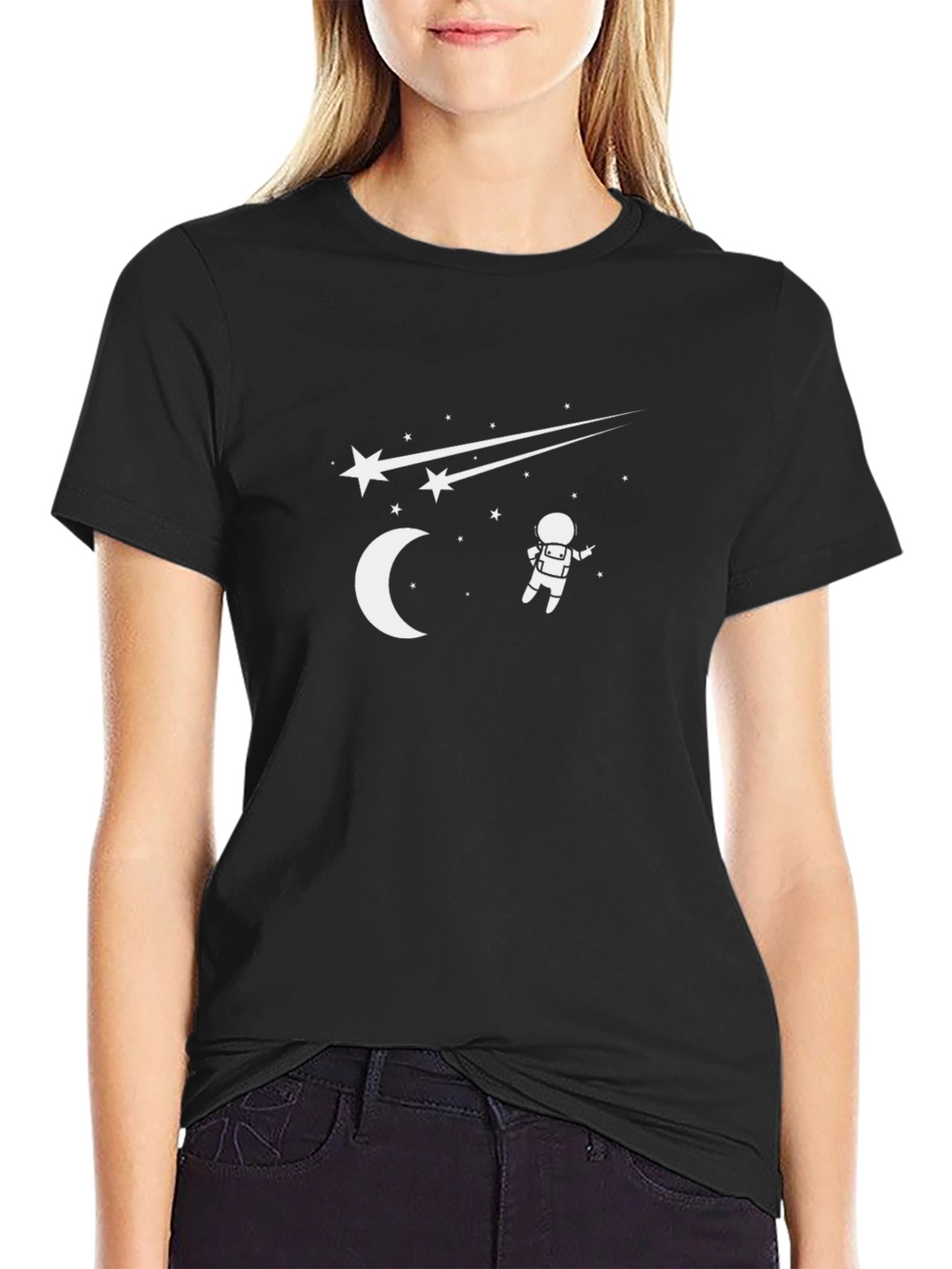 Astronaut Moon Stars Graphic T-Shirt