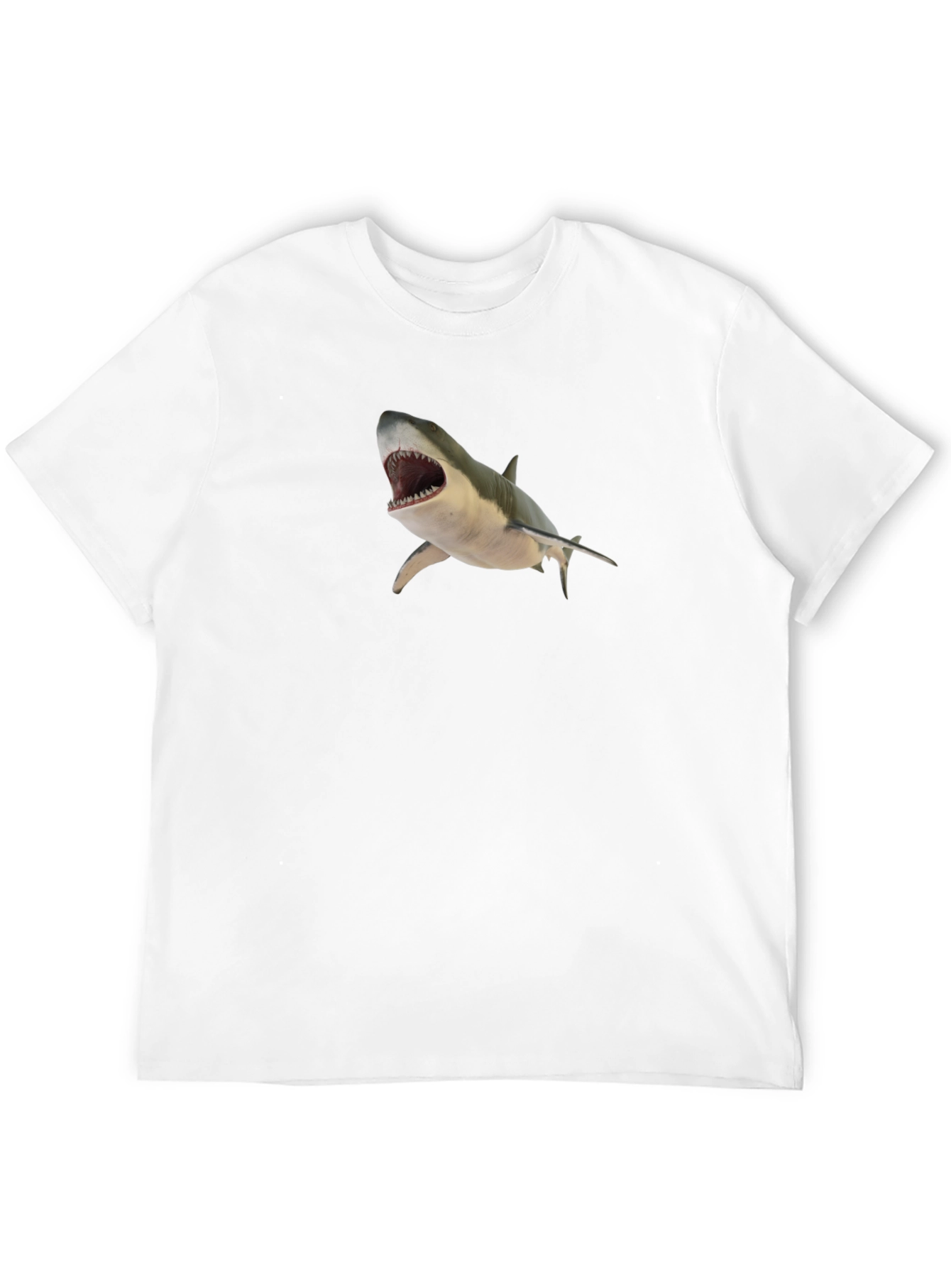 Shark Graphic T-Shirt - Mens Black Crew Neck Tee