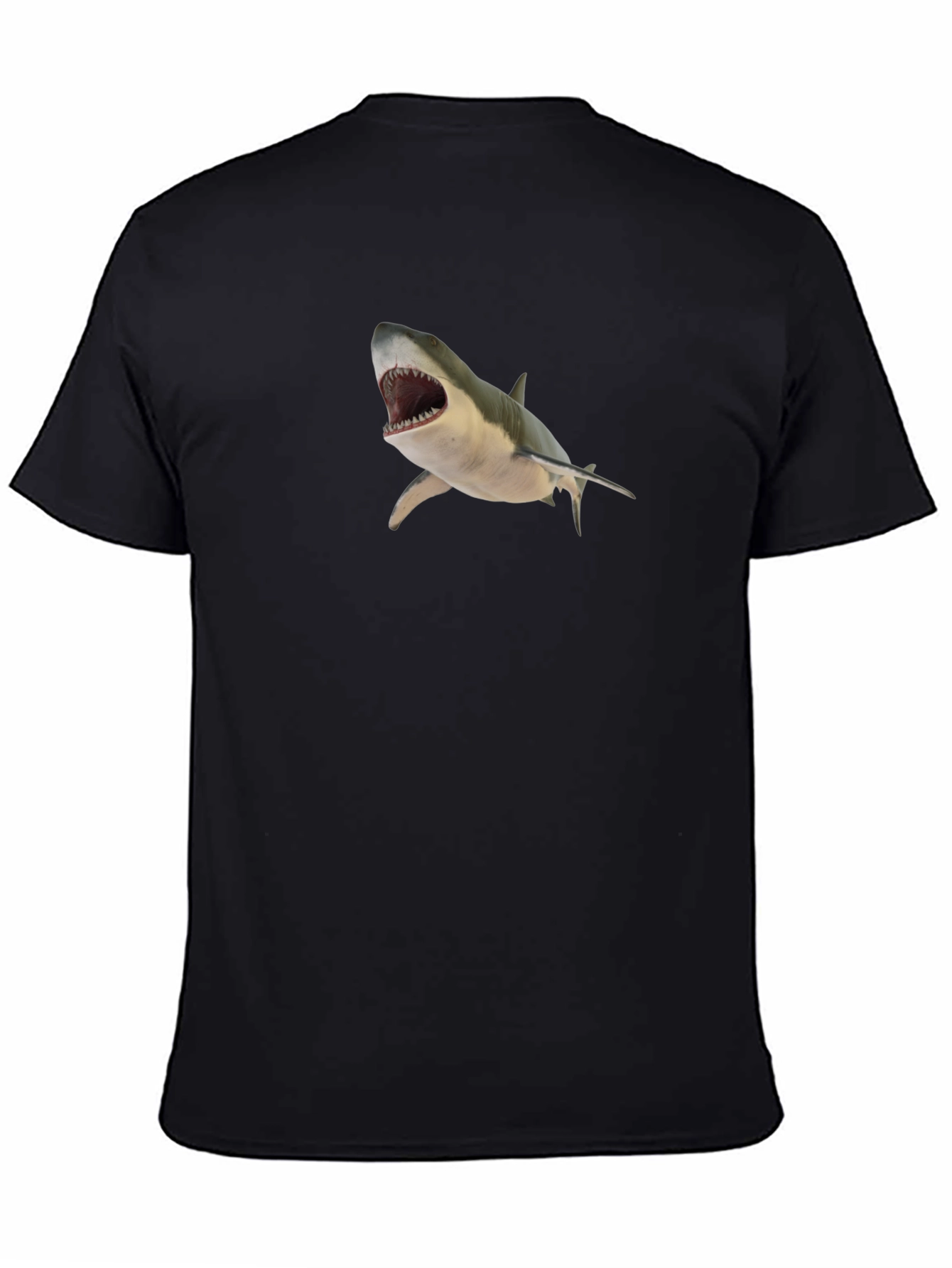 Shark Graphic T-Shirt - Mens Black Crew Neck Tee