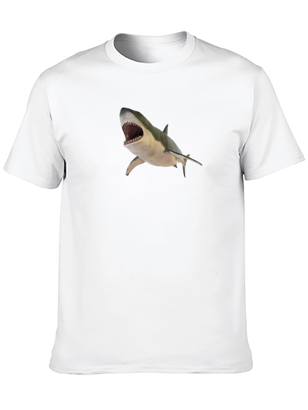 Shark Graphic T-Shirt - Mens Black Crew Neck Tee