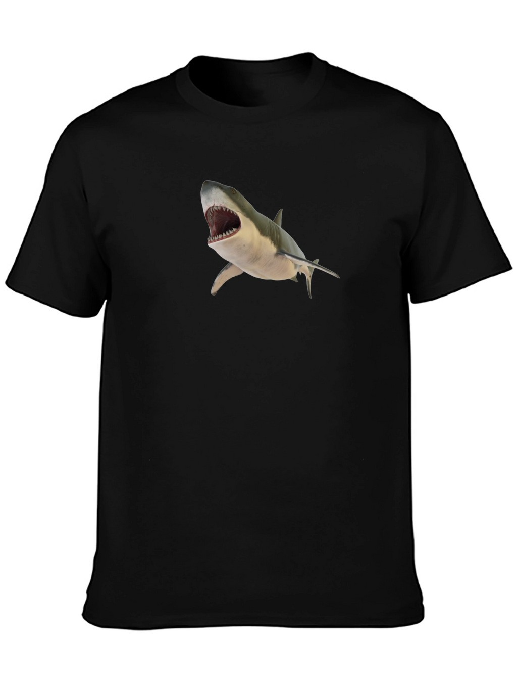 Shark Graphic T-Shirt - Mens Black Crew Neck Tee