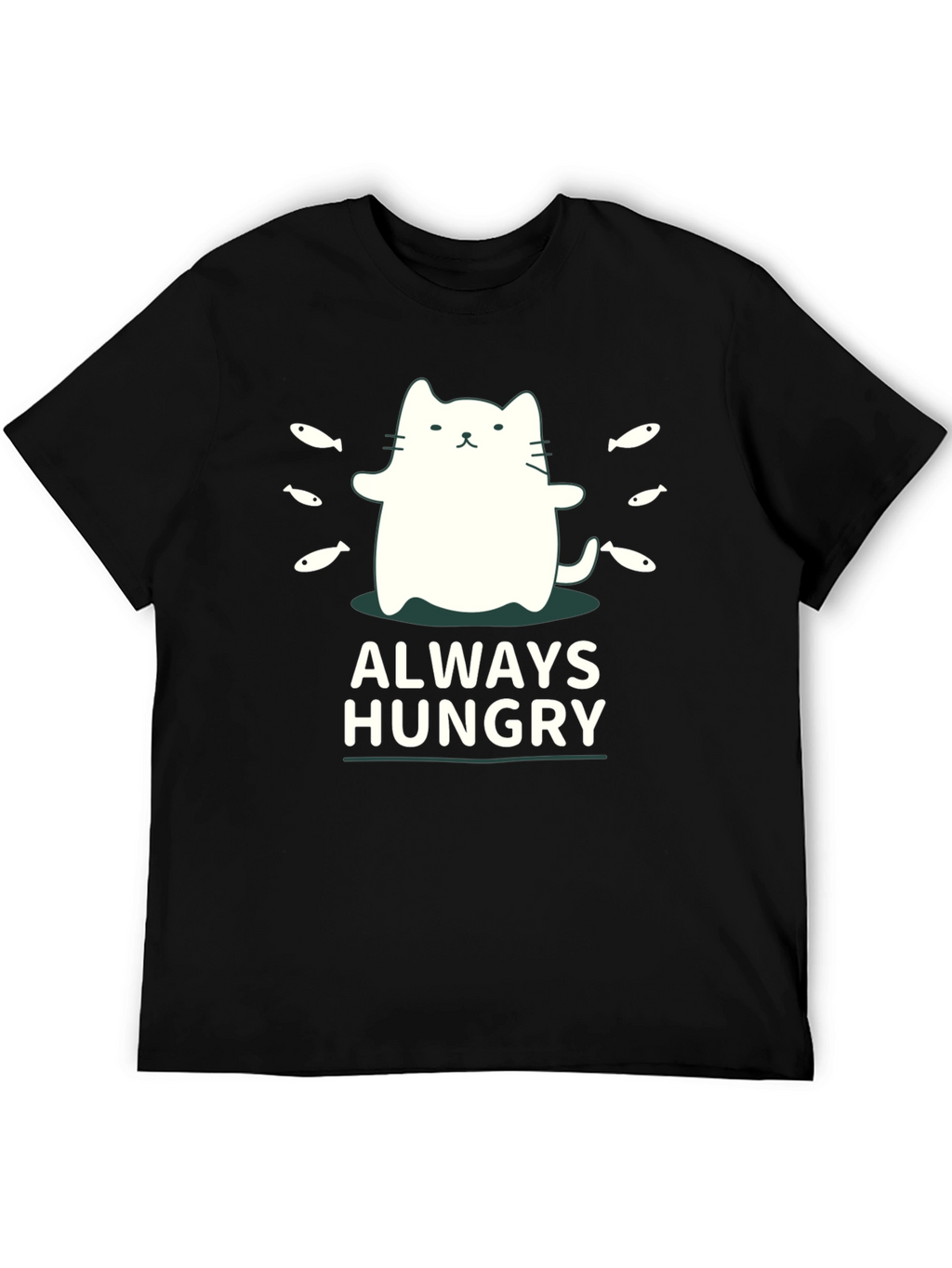 Always Hungry Cat T-Shirt - Black Cute Design