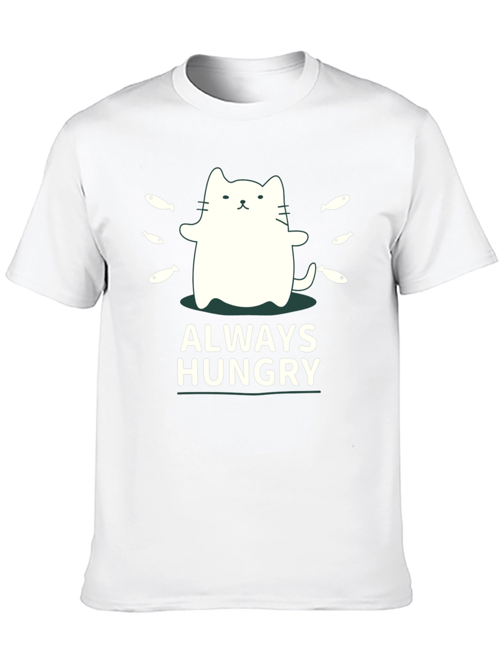 Always Hungry Cat T-Shirt - Black Cute Design