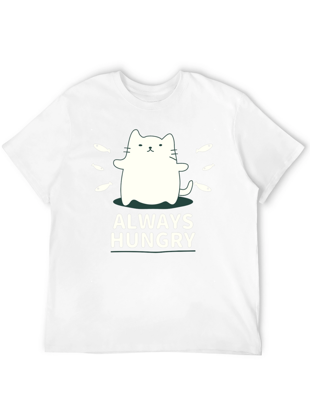 Always Hungry Cat T-Shirt - Black Cute Design