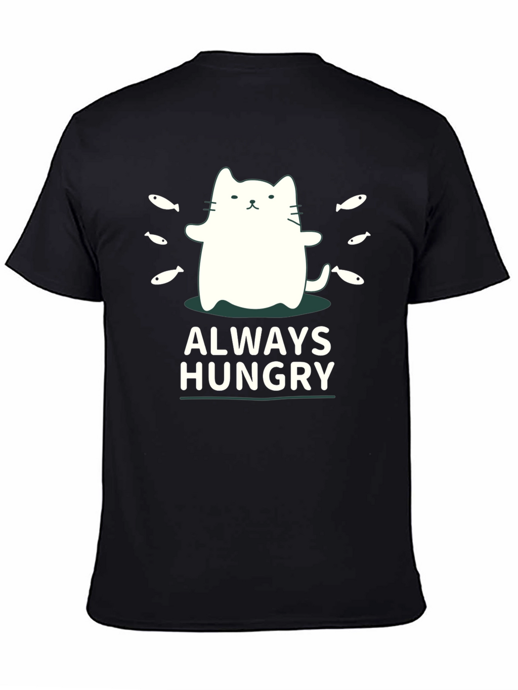 Always Hungry Cat T-Shirt - Black Cute Design