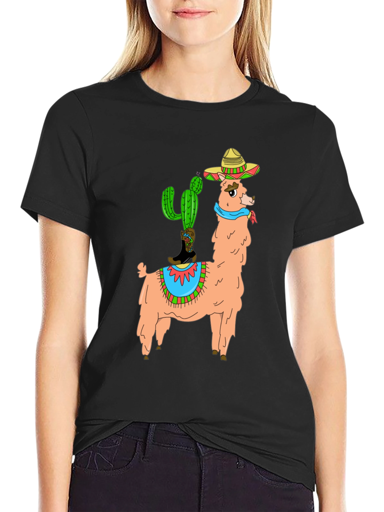 Llama Cactus Graphic Tee - Stylish Novelty T-Shirt