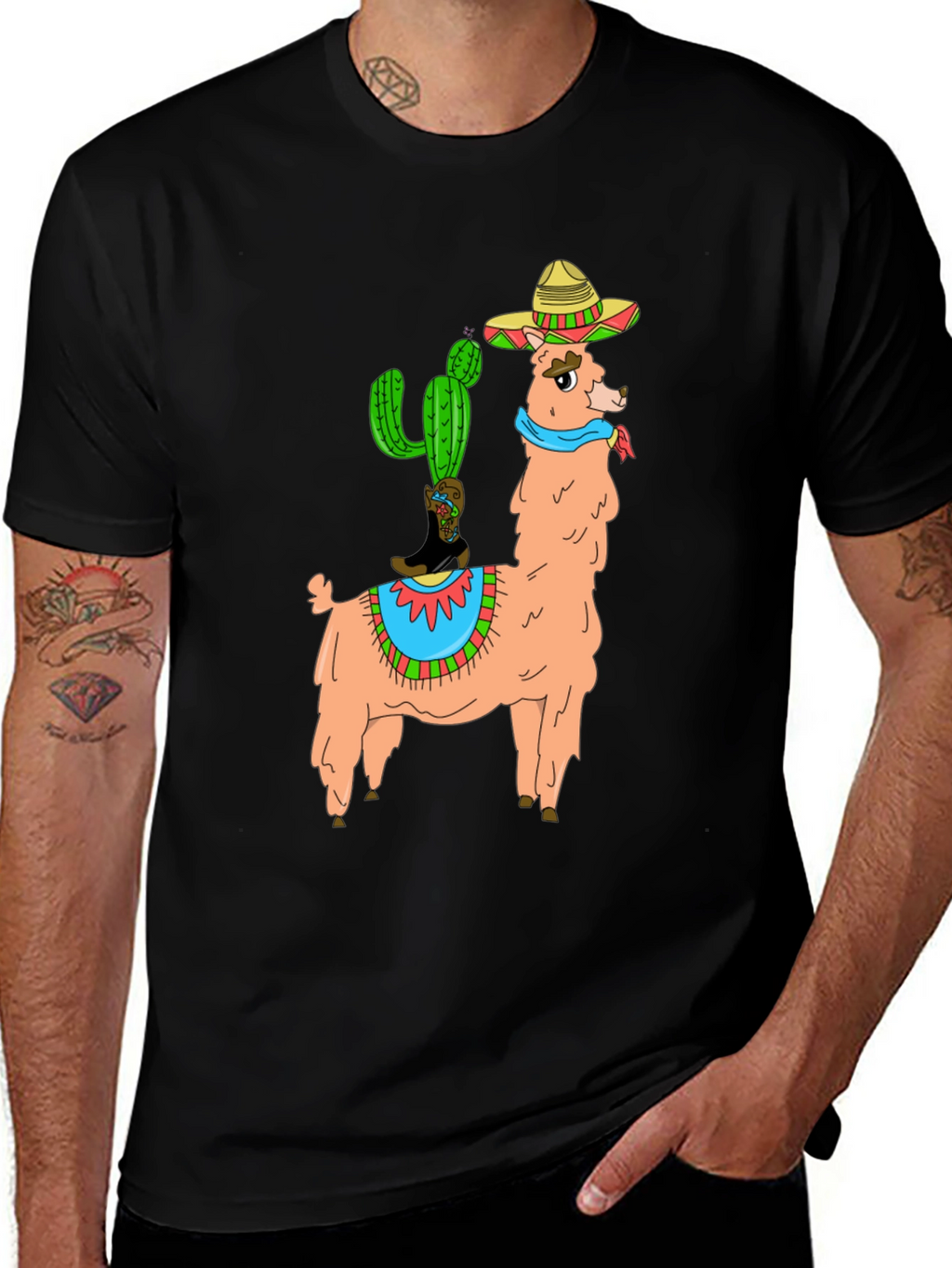 Llama Cactus Graphic Tee - Stylish Novelty T-Shirt