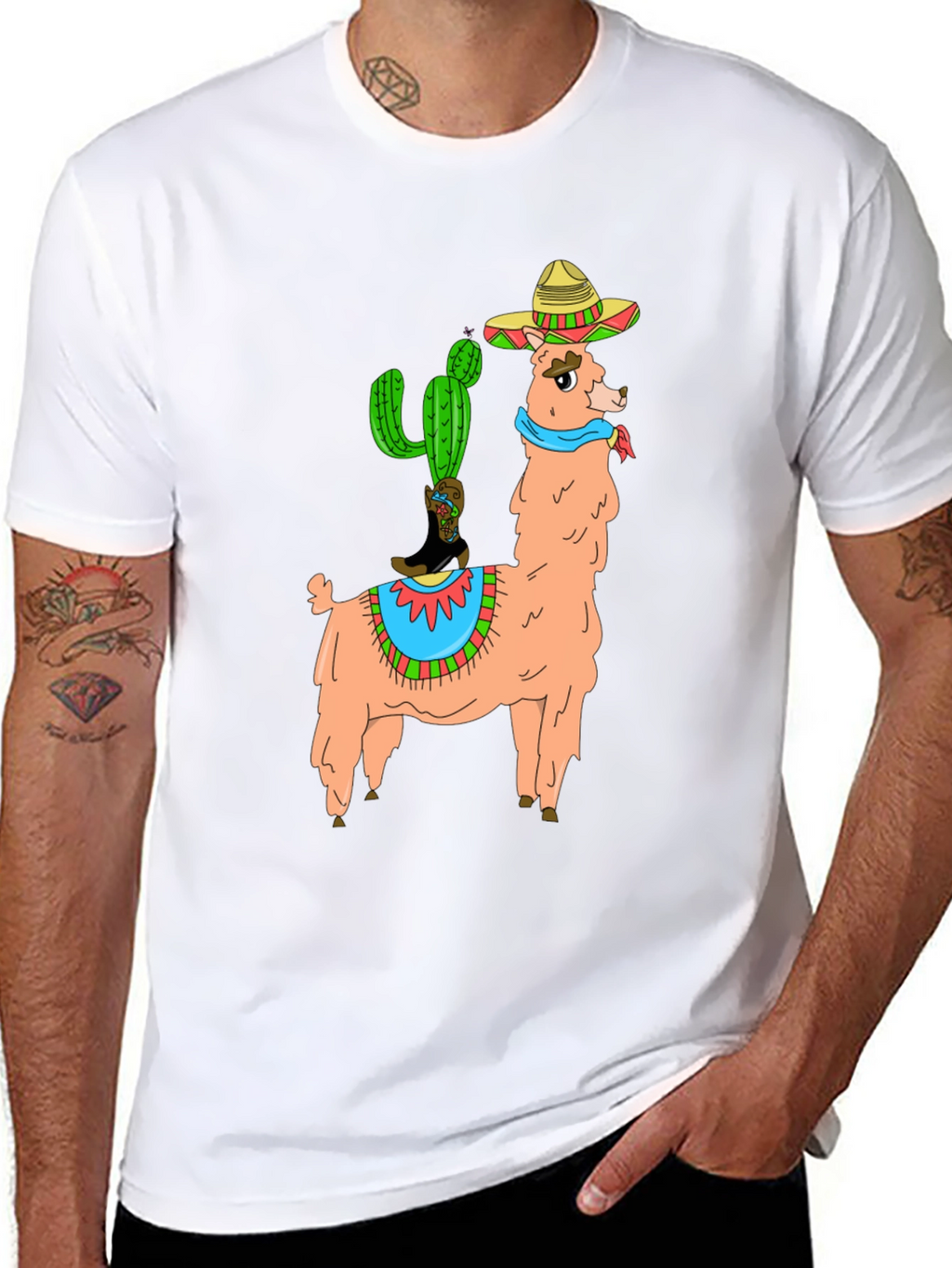 Llama Cactus Graphic Tee - Stylish Novelty T-Shirt