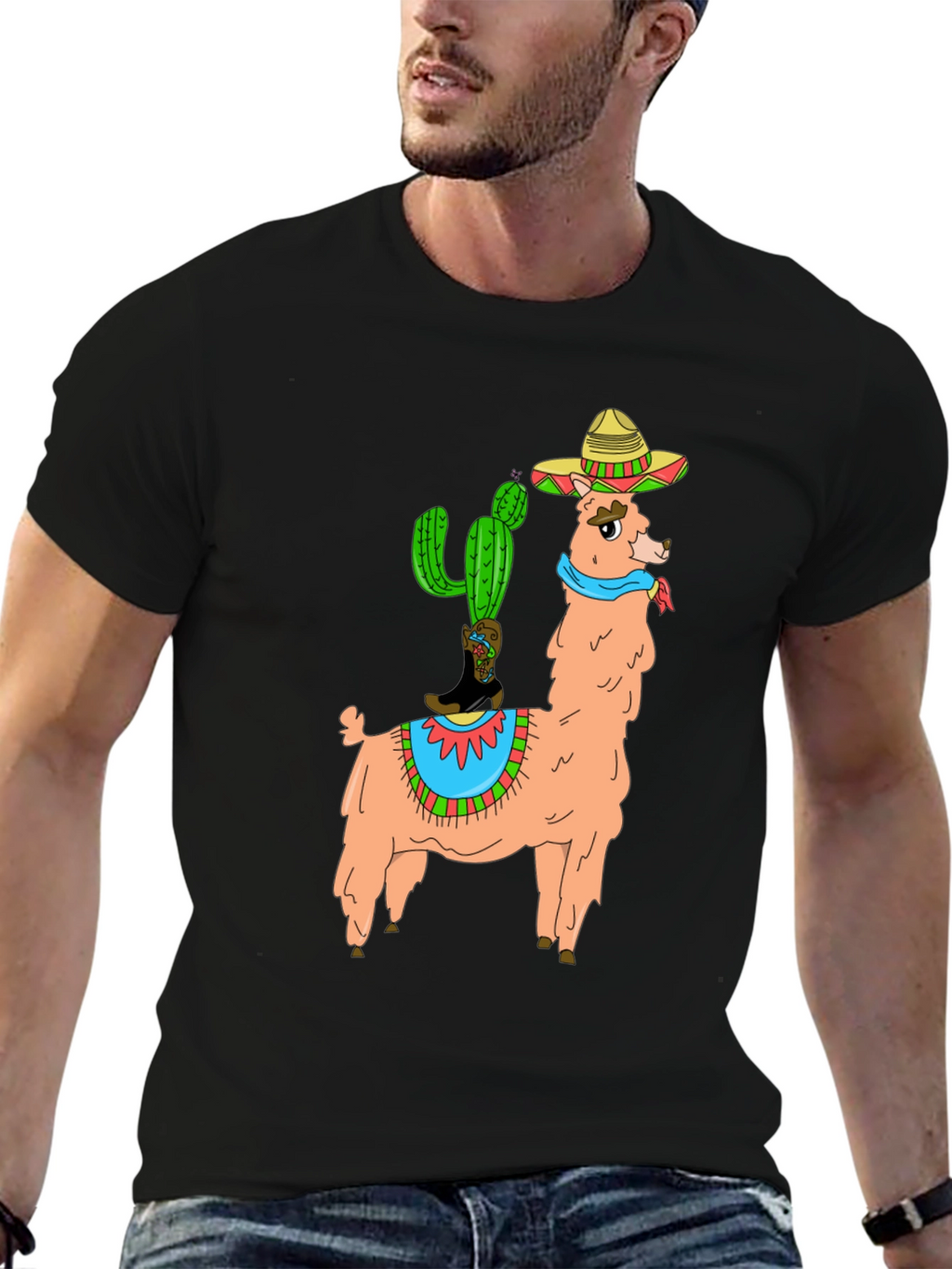 Llama Cactus Graphic Tee - Stylish Novelty T-Shirt