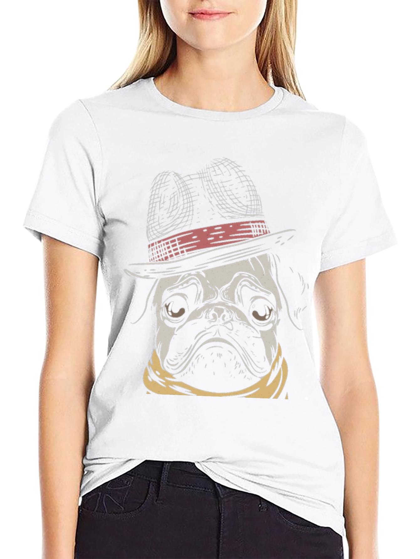 Pug Dog with Hat Graphic T-Shirt