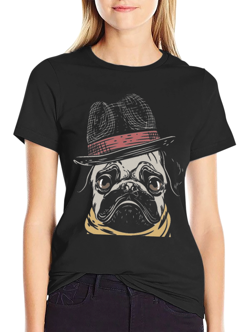 Pug Dog with Hat Graphic T-Shirt