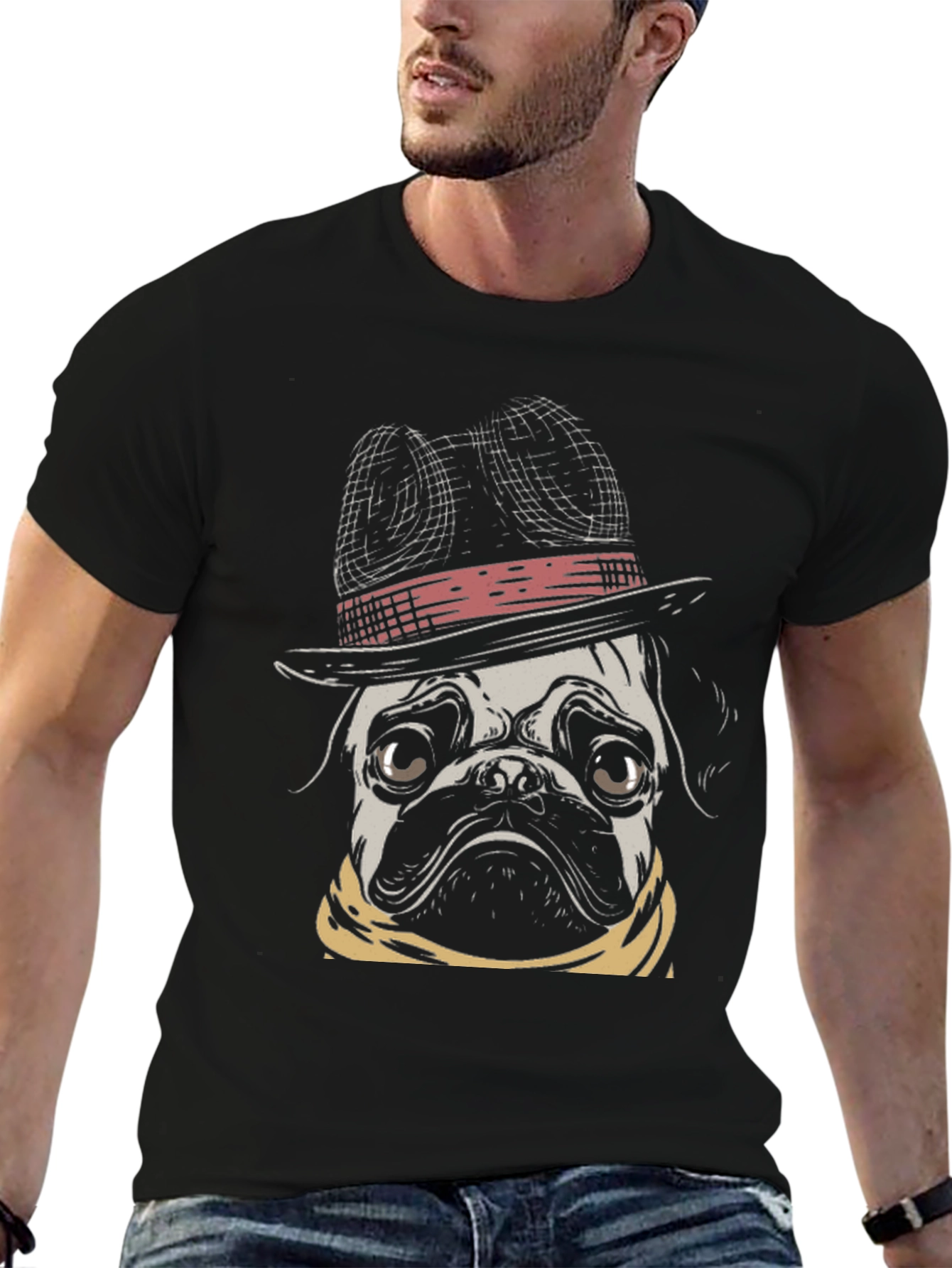 Pug Dog with Hat Graphic T-Shirt