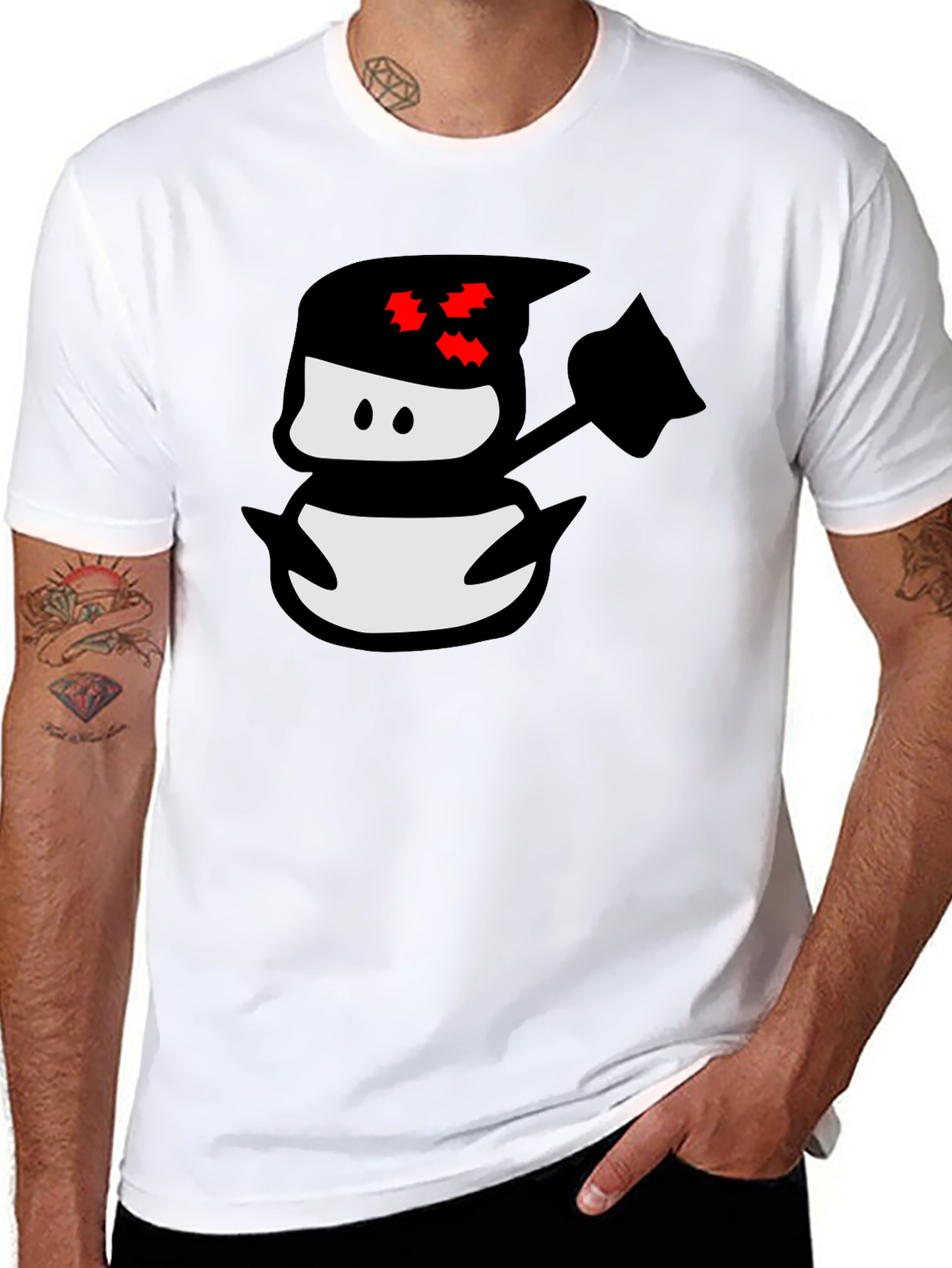 Ninja Snowman Black T-Shirt - Graphic Tee
