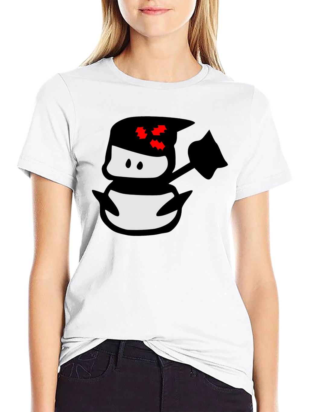 Ninja Snowman Black T-Shirt - Graphic Tee