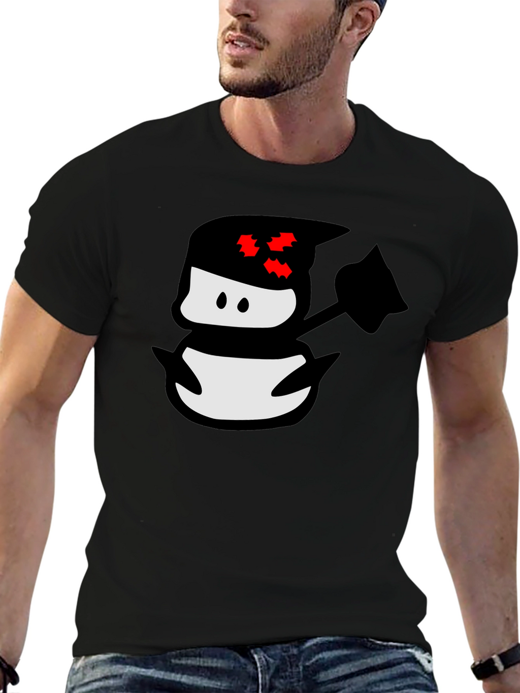 Ninja Snowman Black T-Shirt - Graphic Tee