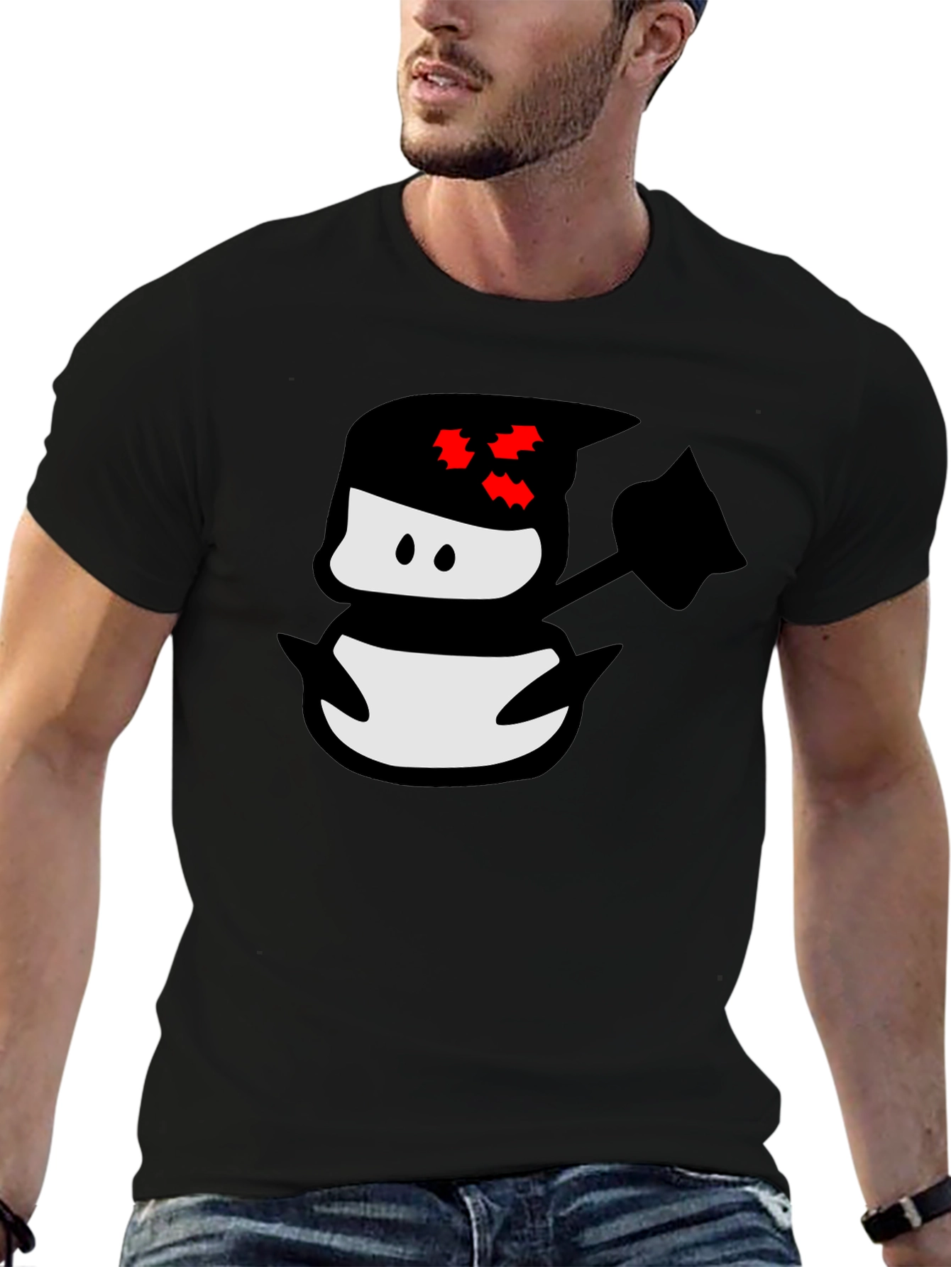 Ninja Snowman Black T-Shirt - Graphic Tee