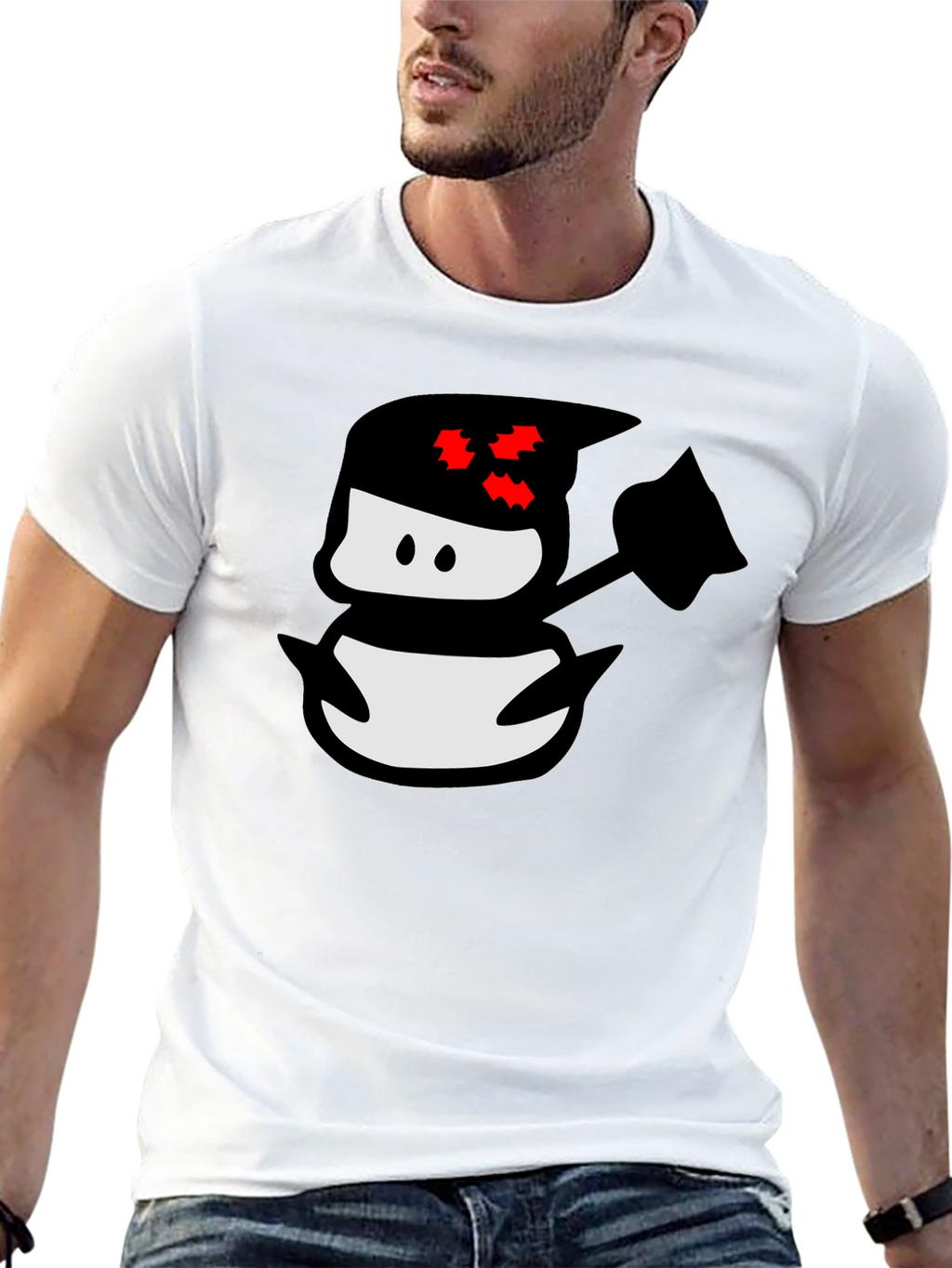 Ninja Snowman Black T-Shirt - Graphic Tee