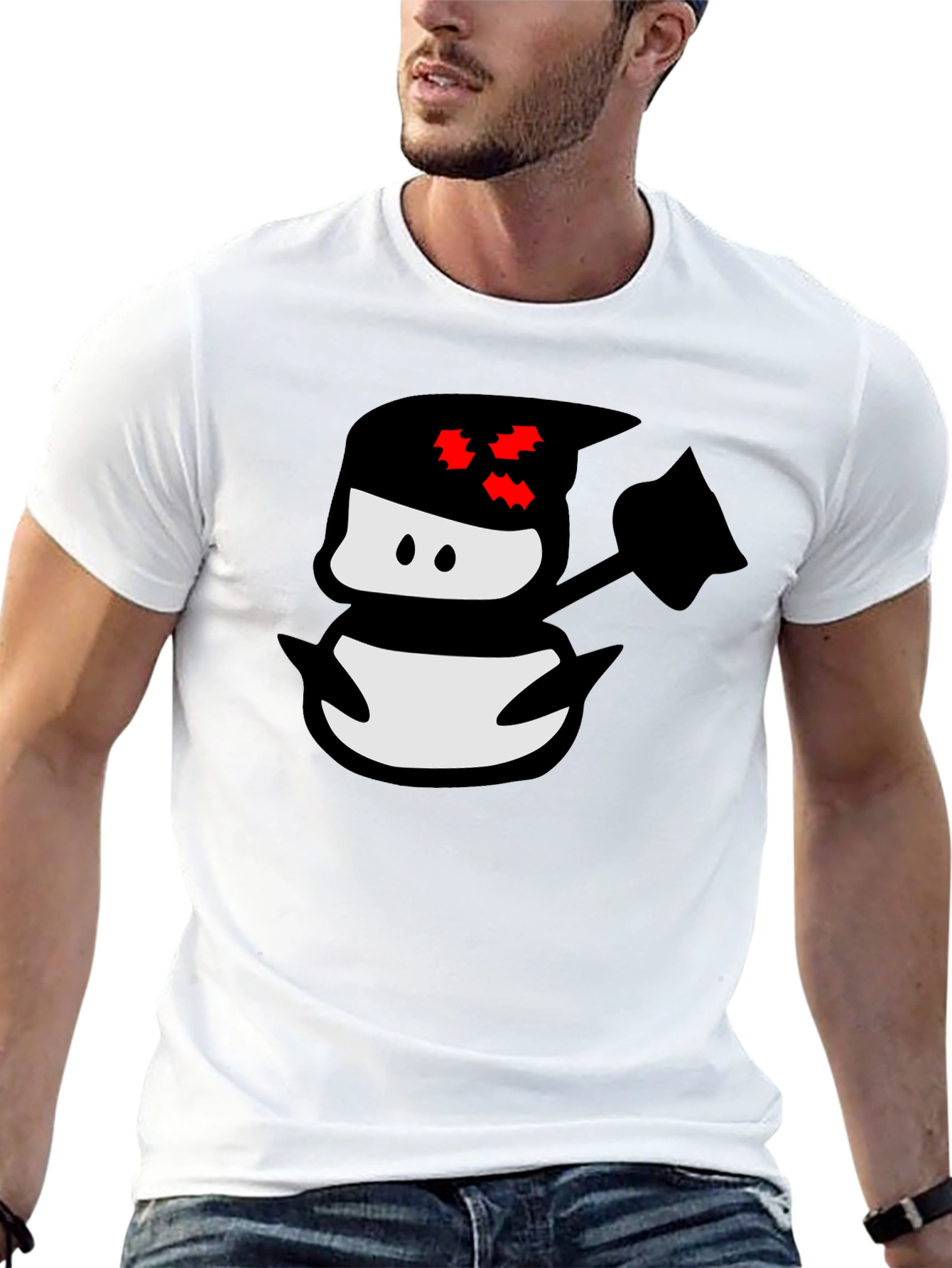 Ninja Snowman Black T-Shirt - Graphic Tee