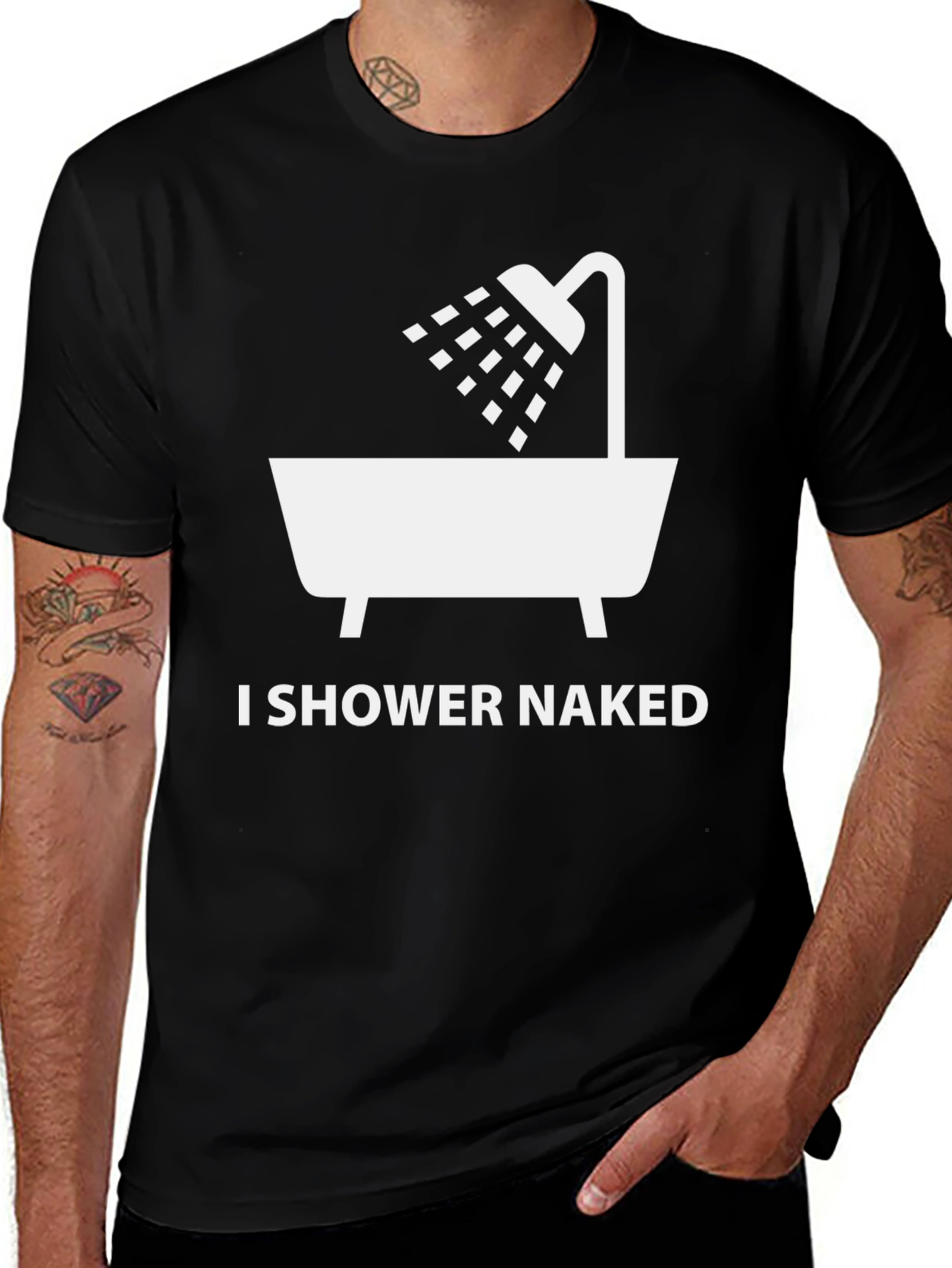 I Shower Naked Graphic T-Shirt - Funny Novelty Tee