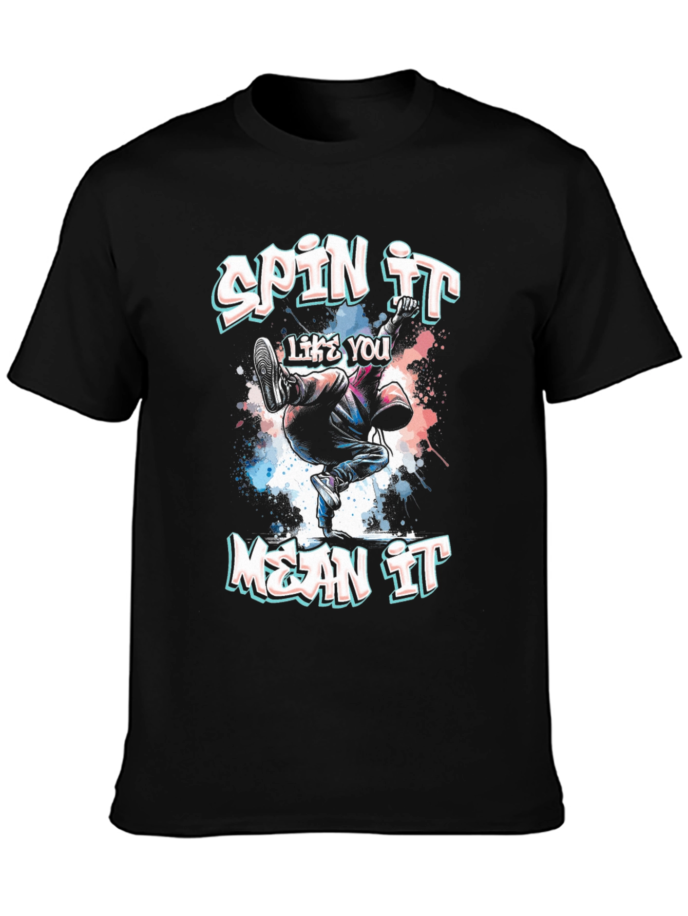 Spin It Like You Mean It Black Graphic Tee