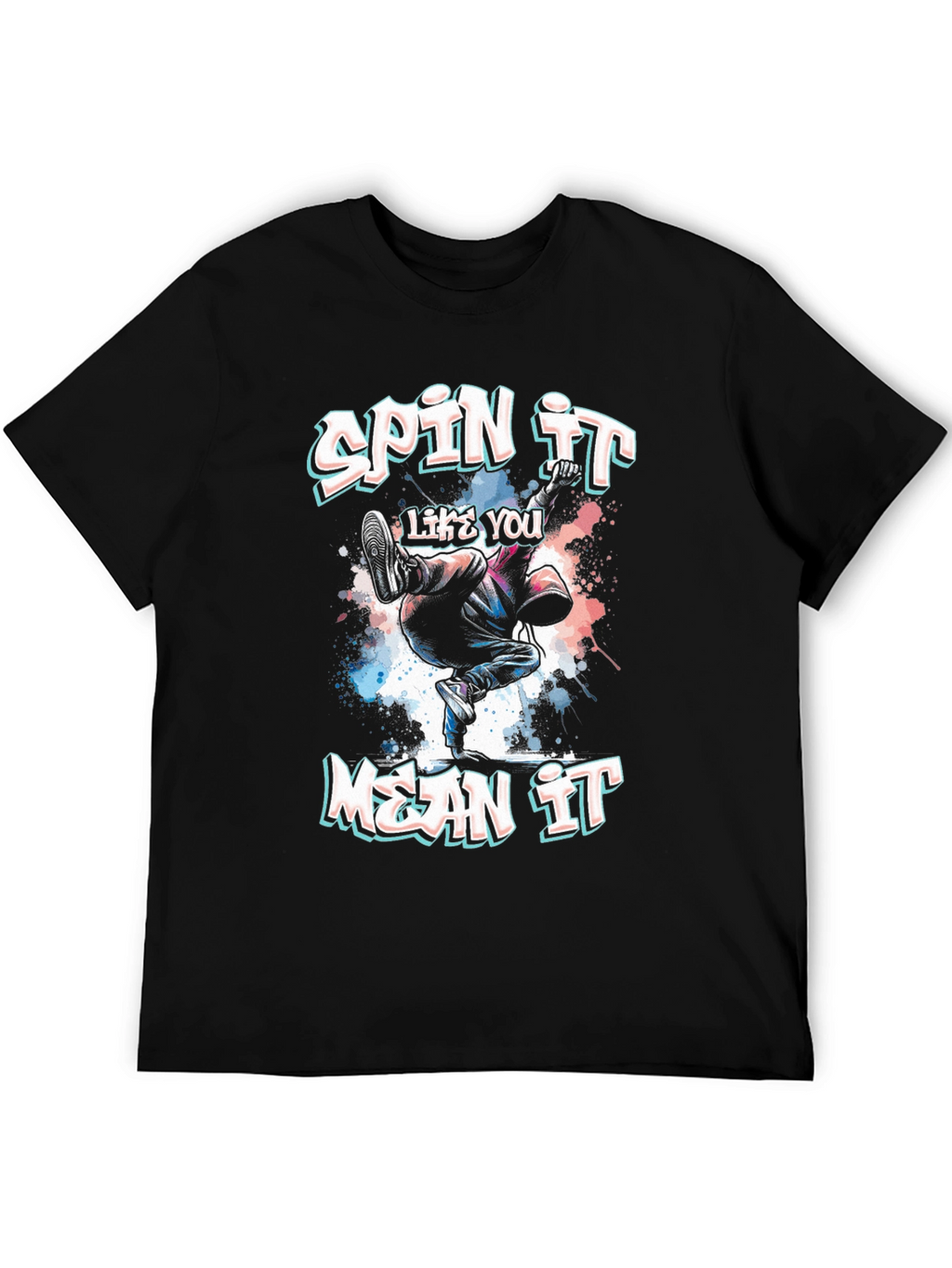 Spin It Like You Mean It Black Graphic Tee