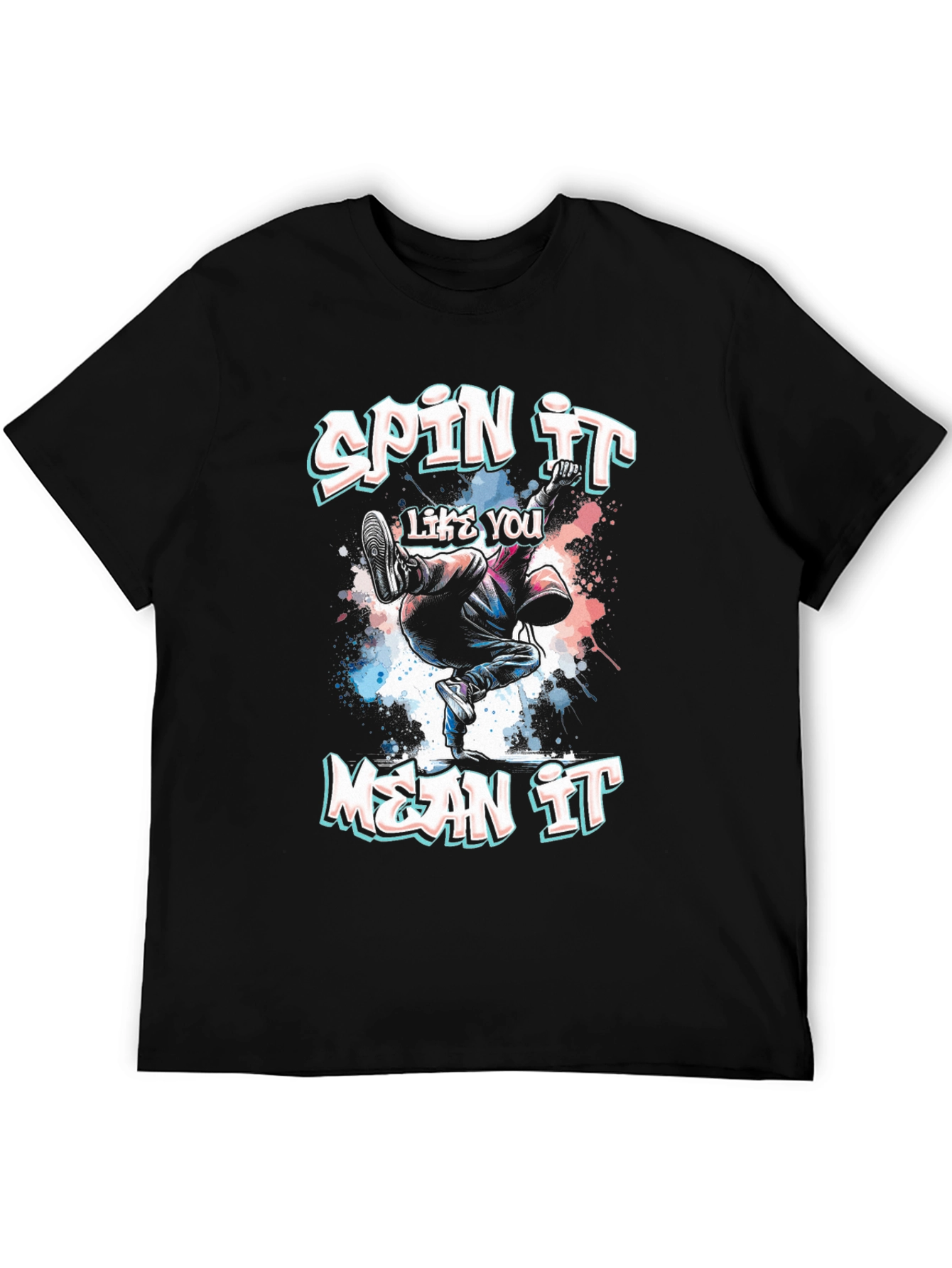 Spin It Like You Mean It Black Graphic Tee