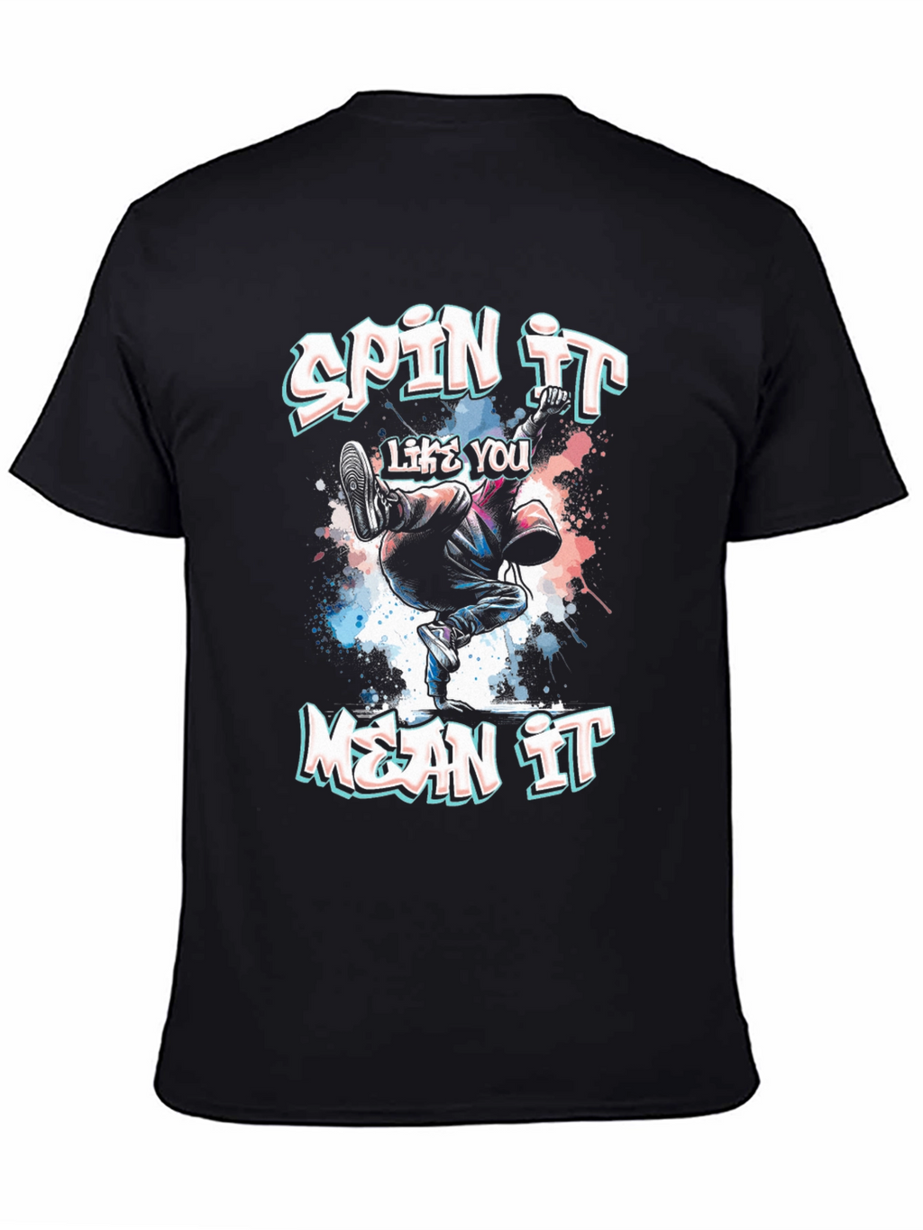 Spin It Like You Mean It Black Graphic Tee
