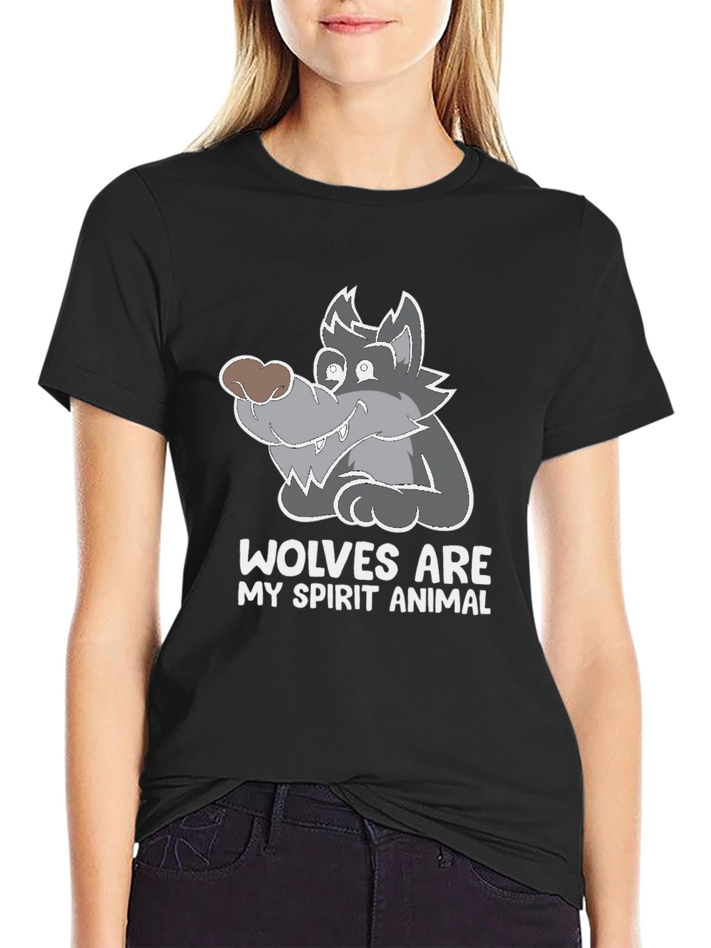 Wolves Are My Spirit Animal Graphic Tee - Black