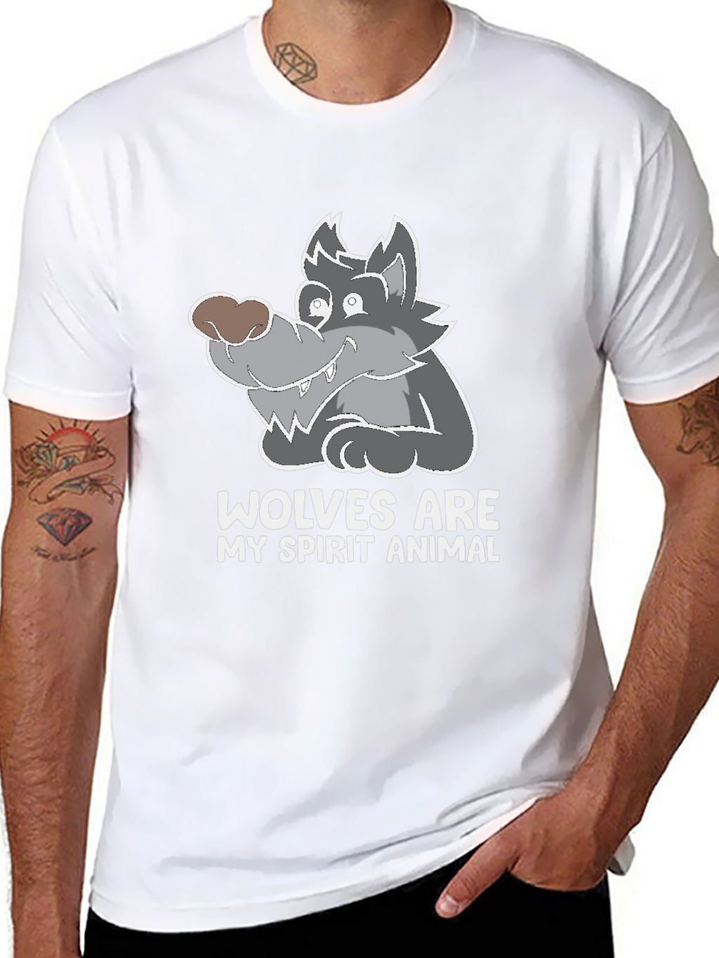 Wolves Are My Spirit Animal Graphic Tee - Black
