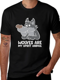 Wolves Are My Spirit Animal Graphic Tee - Black