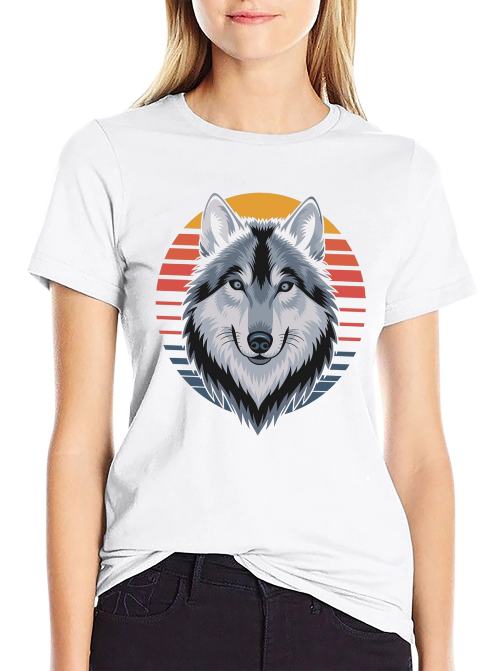 Wolf Sunset Graphic Tee - Cool Animal Design