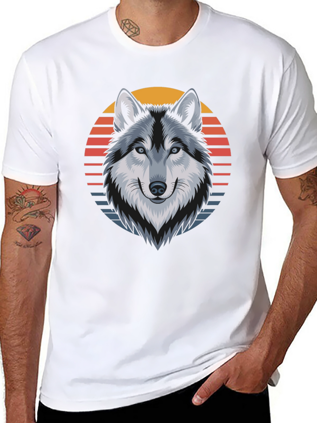 Wolf Sunset Graphic Tee - Cool Animal Design