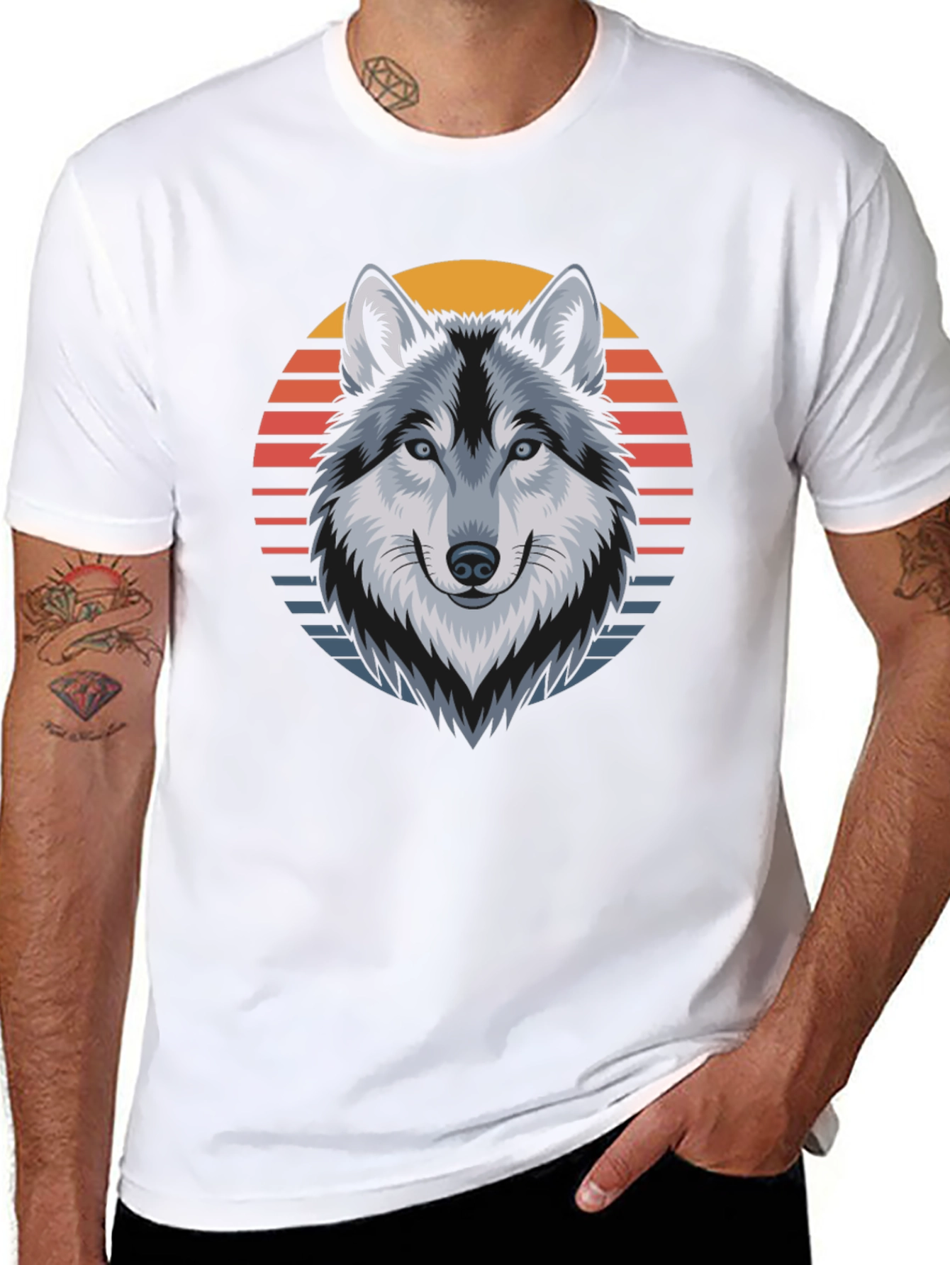 Wolf Sunset Graphic Tee - Cool Animal Design