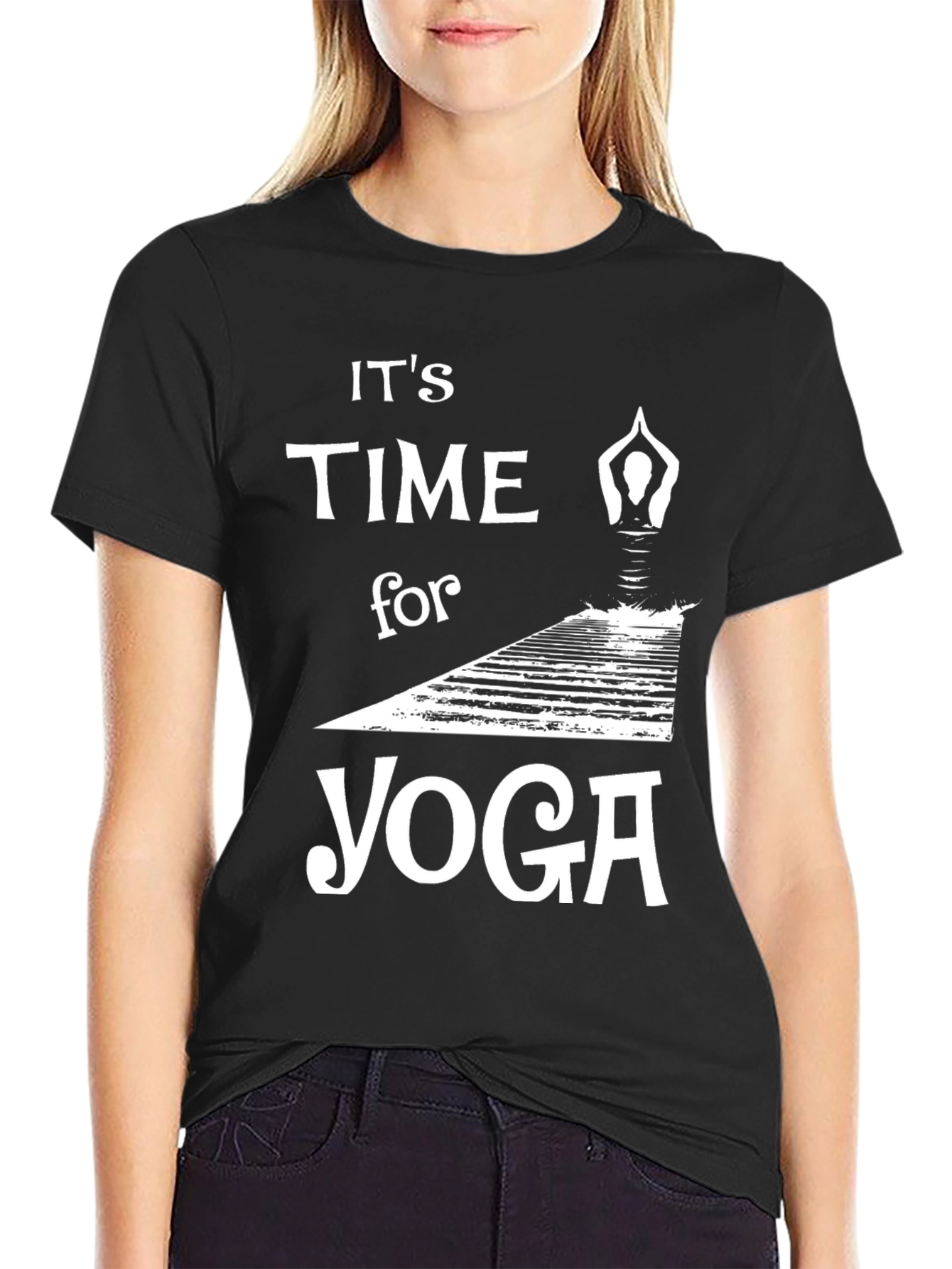 Its Time for Yoga Graphic Tee - Black Cotton