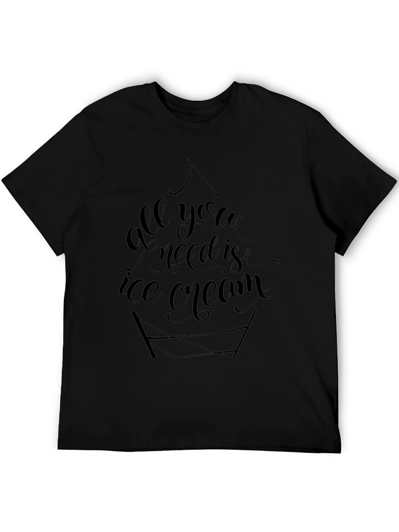 All You Need Is Ice Cream Black Tee Shirt