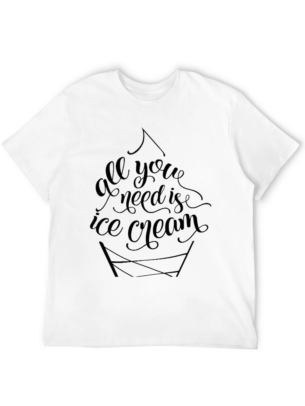 All You Need Is Ice Cream Black Tee Shirt