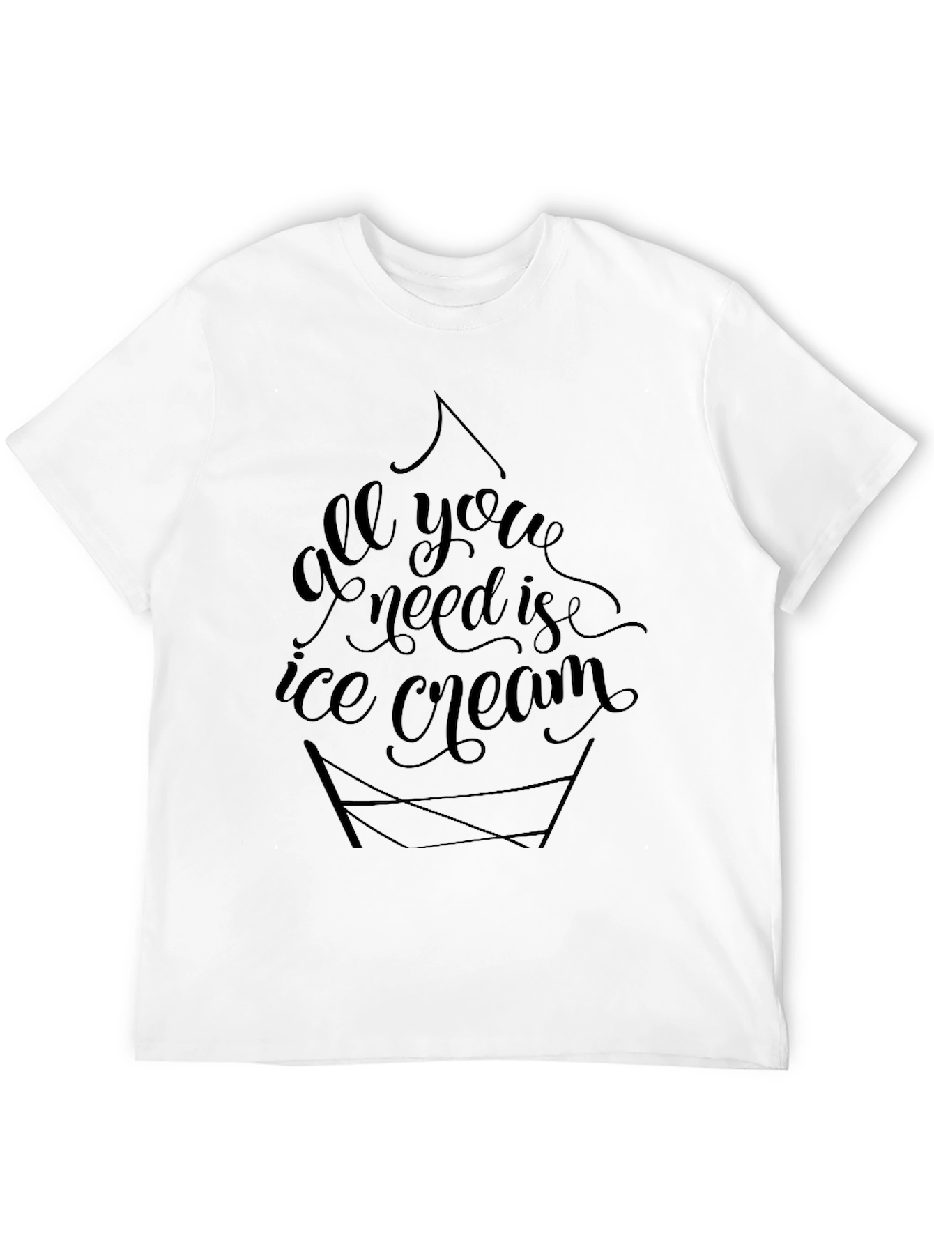 All You Need Is Ice Cream Black Tee Shirt
