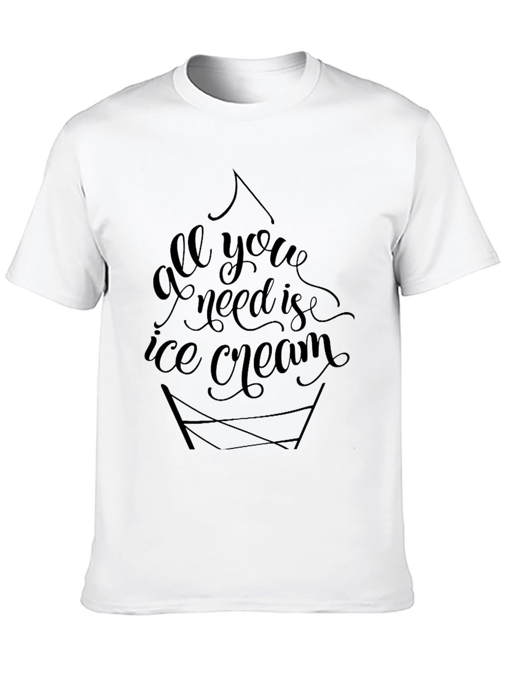All You Need Is Ice Cream Black Tee Shirt